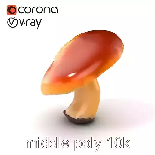 Young Chanterelle Mushroom Curvature model pack Low-poly 3D model