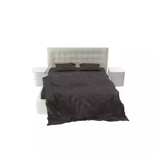 Bed b with sheets and nightstands 3D model