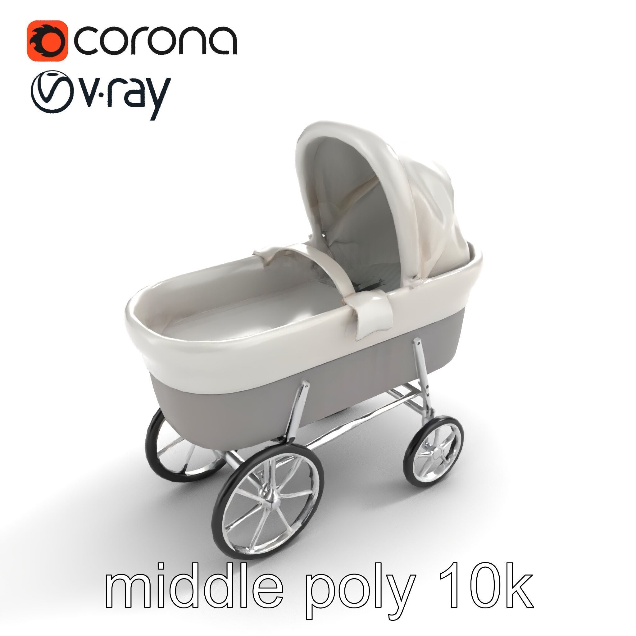 Baby Bassinet Stroller Cradle model pack Low-poly 3D model_8