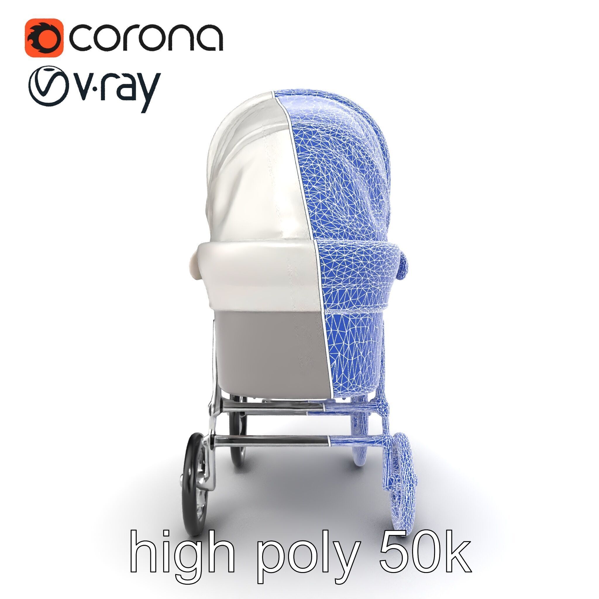Baby Bassinet Stroller Cradle model pack Low-poly 3D model_24