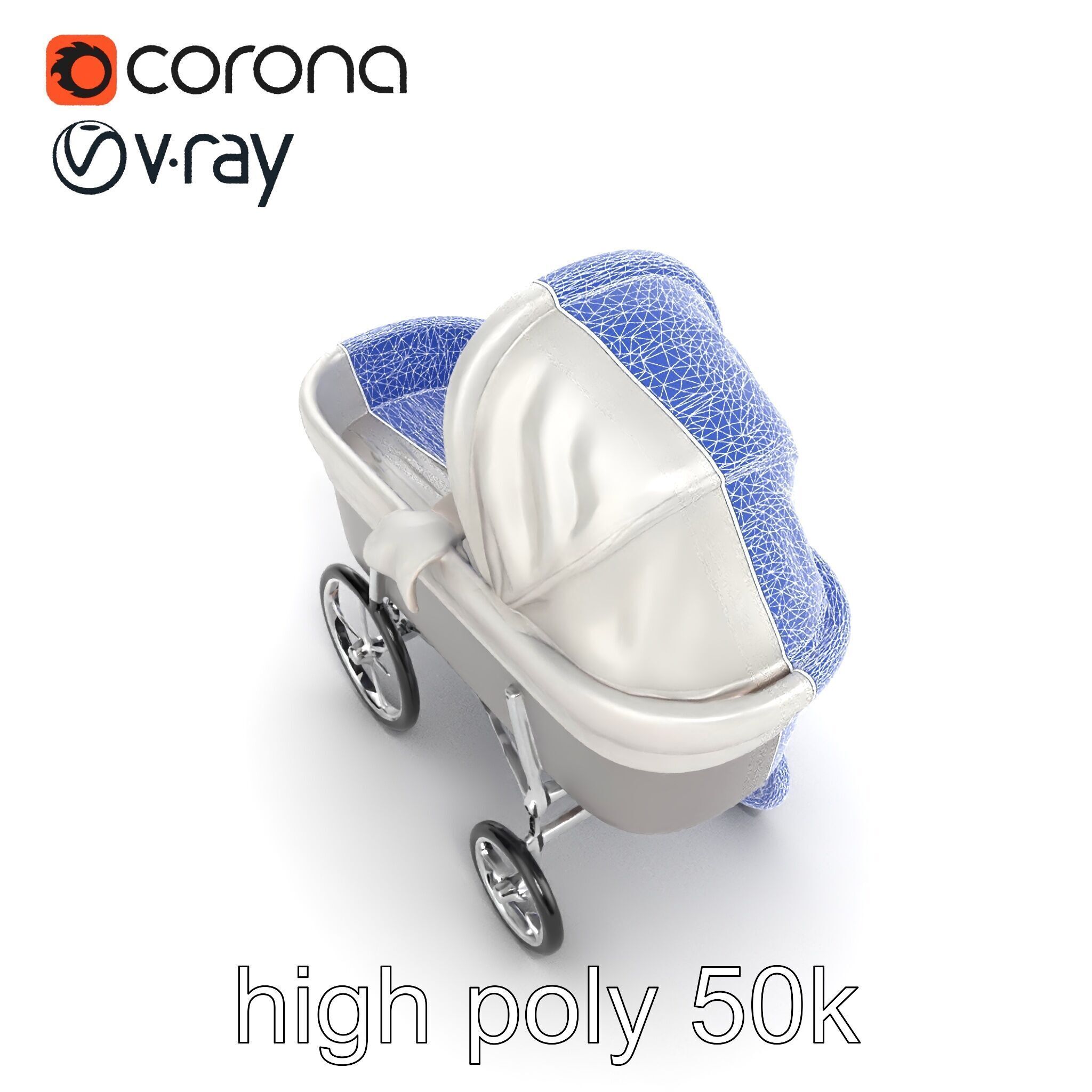 Baby Bassinet Stroller Cradle model pack Low-poly 3D model_28