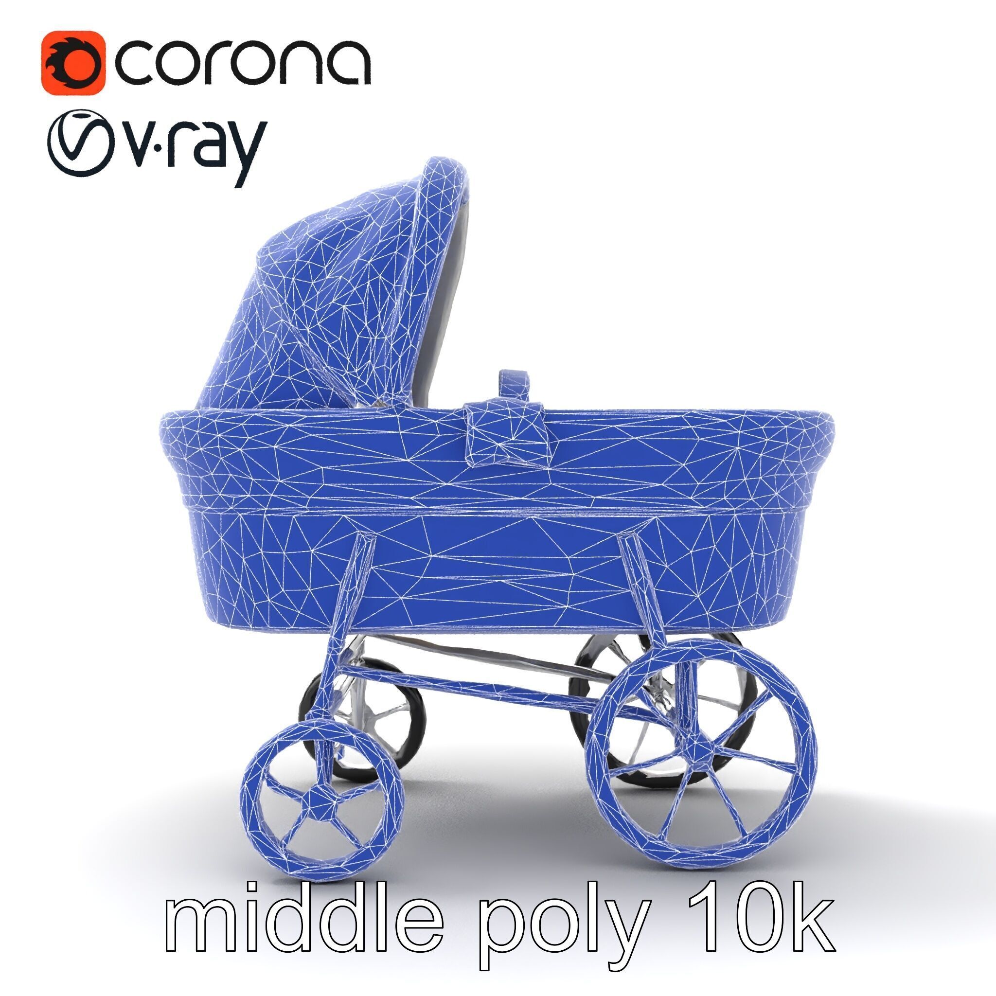 Baby Bassinet Stroller Cradle model pack Low-poly 3D model_26