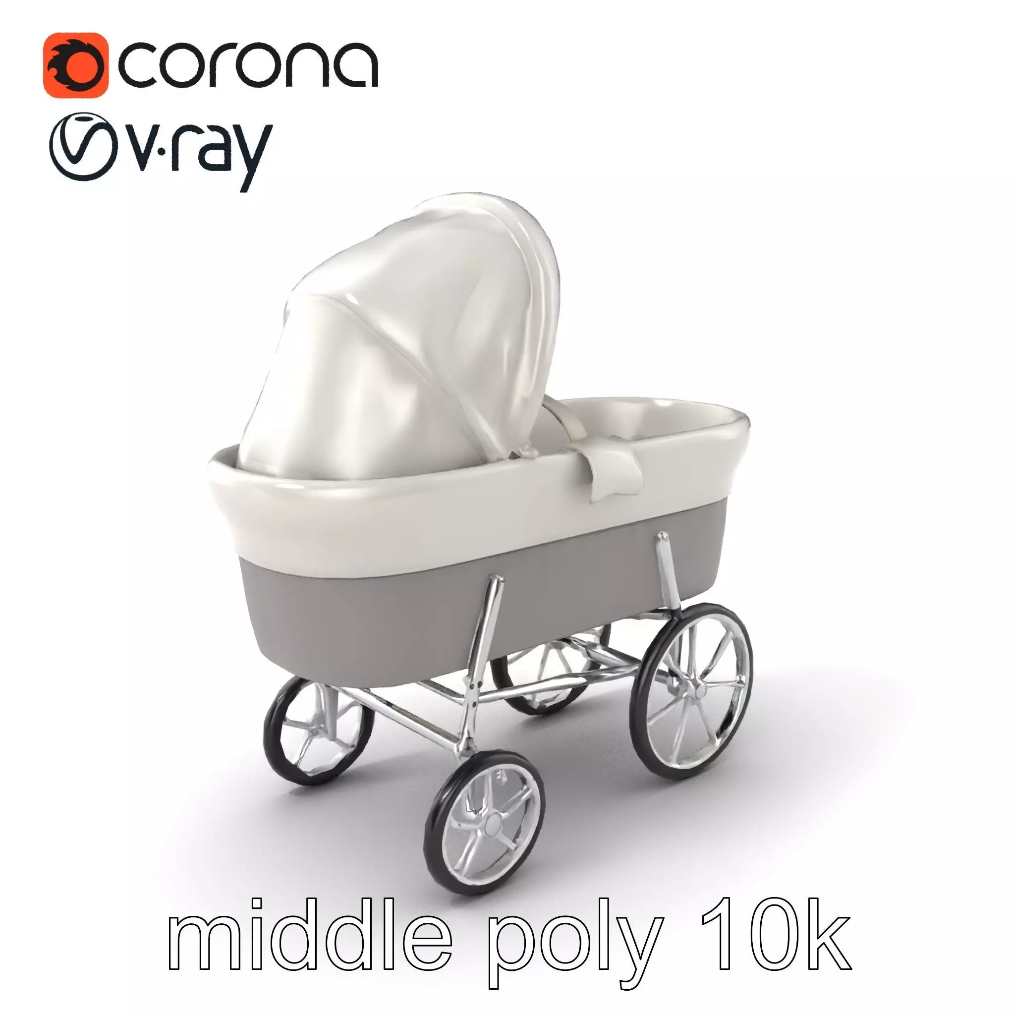 Baby Bassinet Stroller Cradle model pack Low-poly 3D model_0