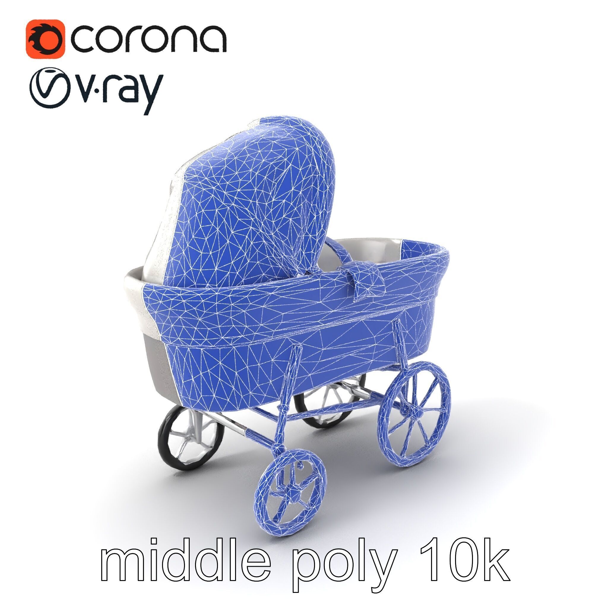 Baby Bassinet Stroller Cradle model pack Low-poly 3D model_6