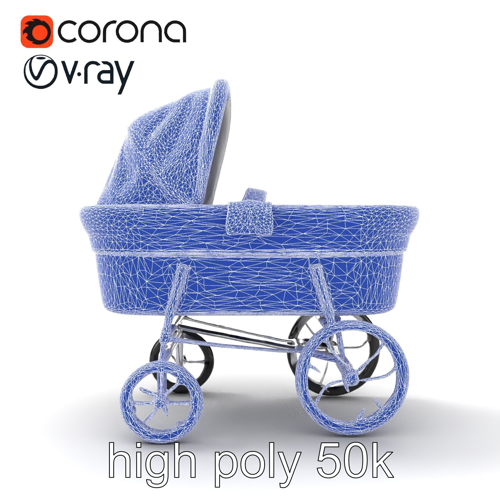 Baby Bassinet Stroller Cradle model pack Low-poly 3D model_32