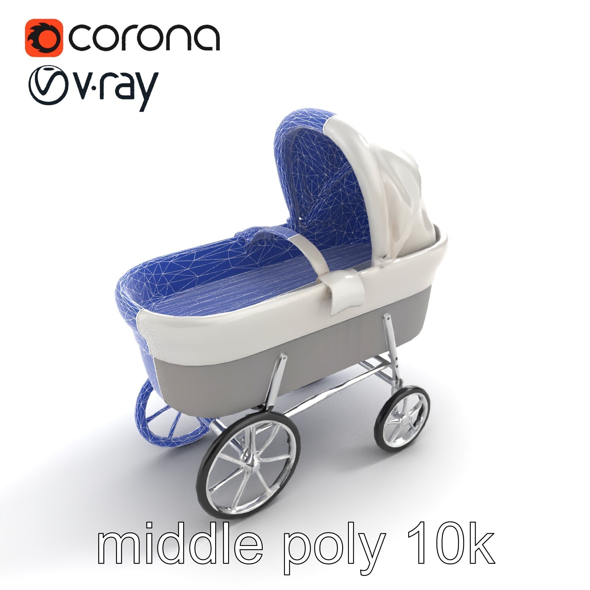 Baby Bassinet Stroller Cradle model pack Low-poly 3D model_11