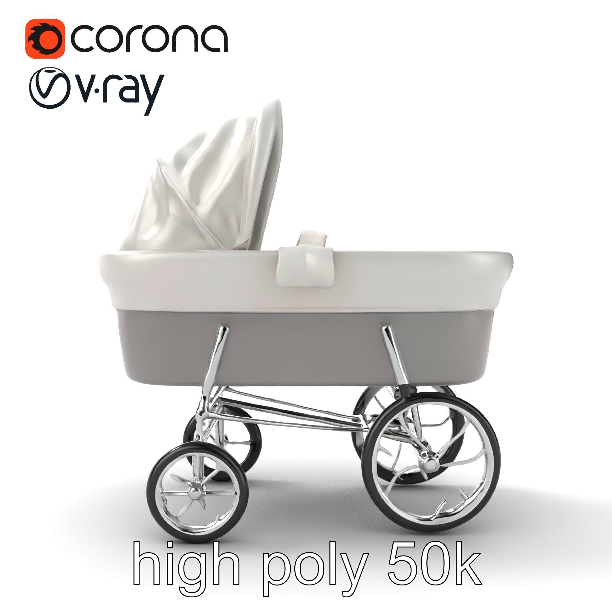 Baby Bassinet Stroller Cradle model pack Low-poly 3D model_30