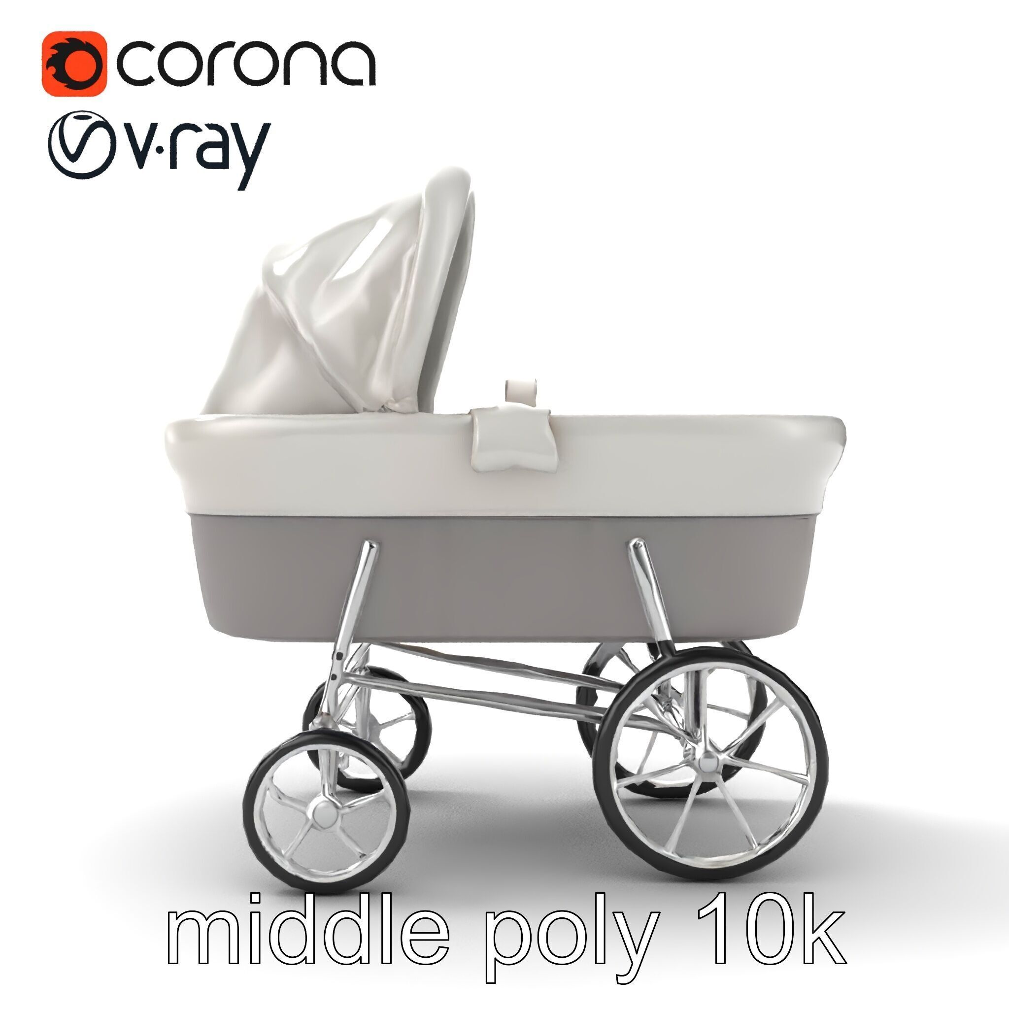 Baby Bassinet Stroller Cradle model pack Low-poly 3D model_21