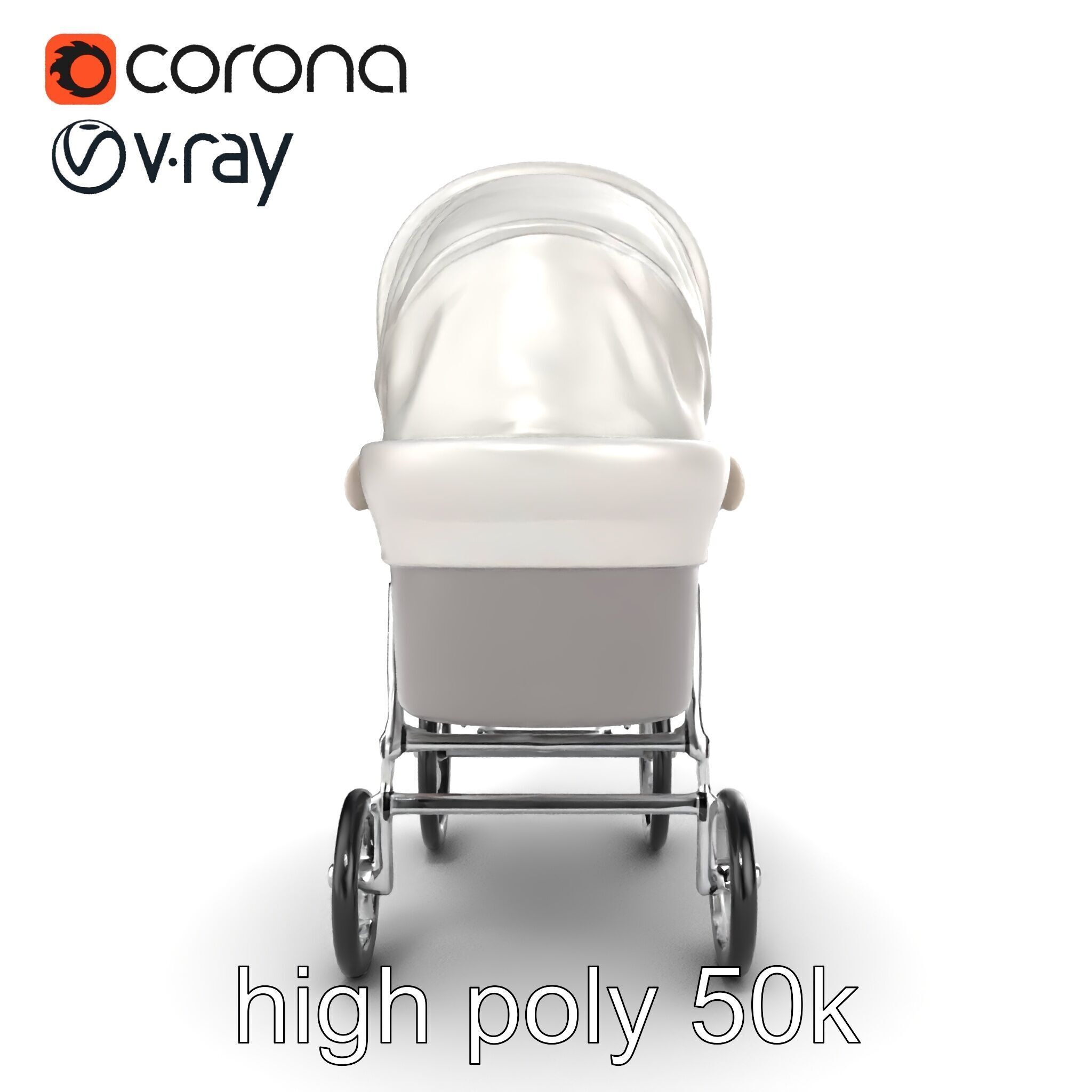 Baby Bassinet Stroller Cradle model pack Low-poly 3D model_16