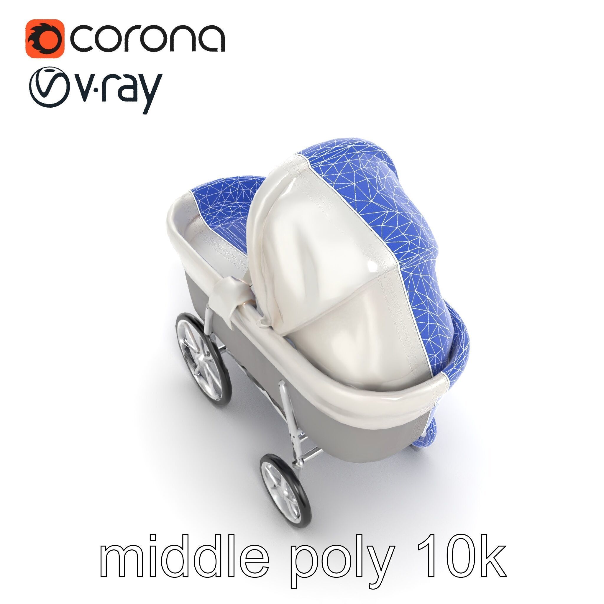 Baby Bassinet Stroller Cradle model pack Low-poly 3D model_19