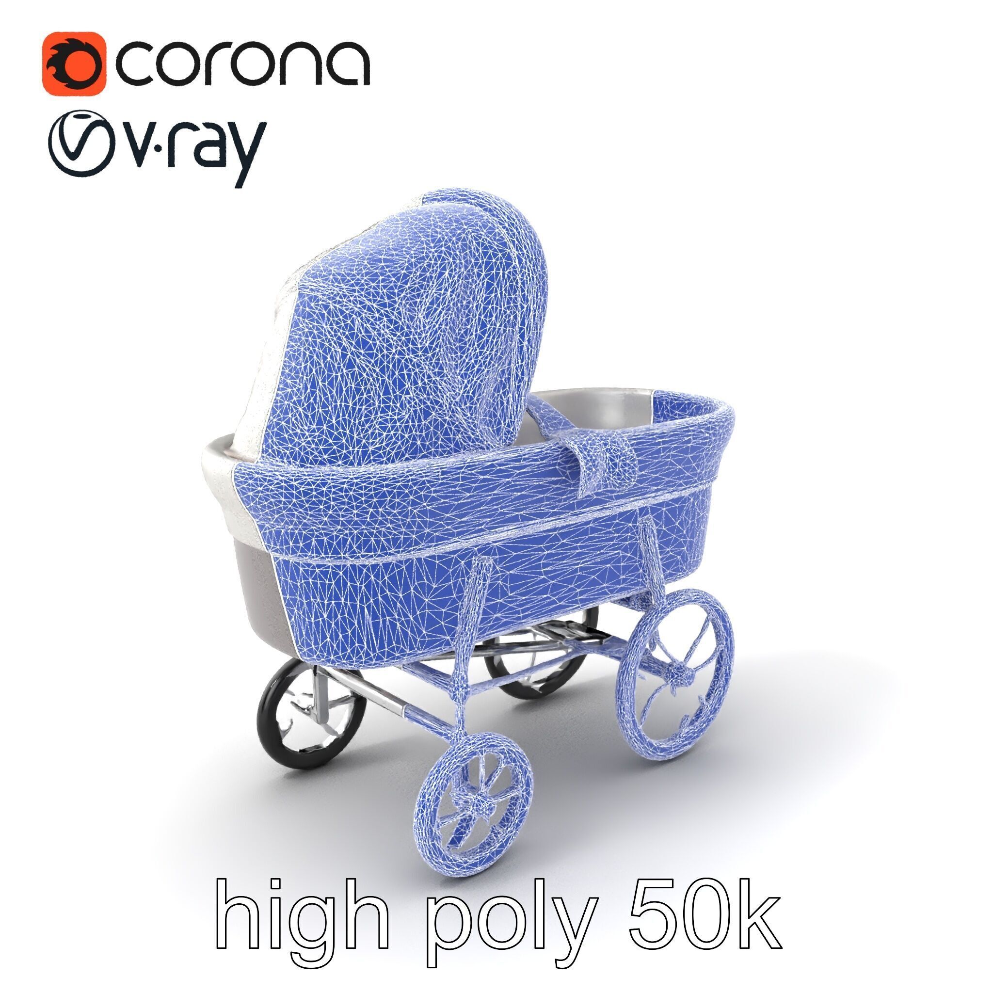 Baby Bassinet Stroller Cradle model pack Low-poly 3D model_10