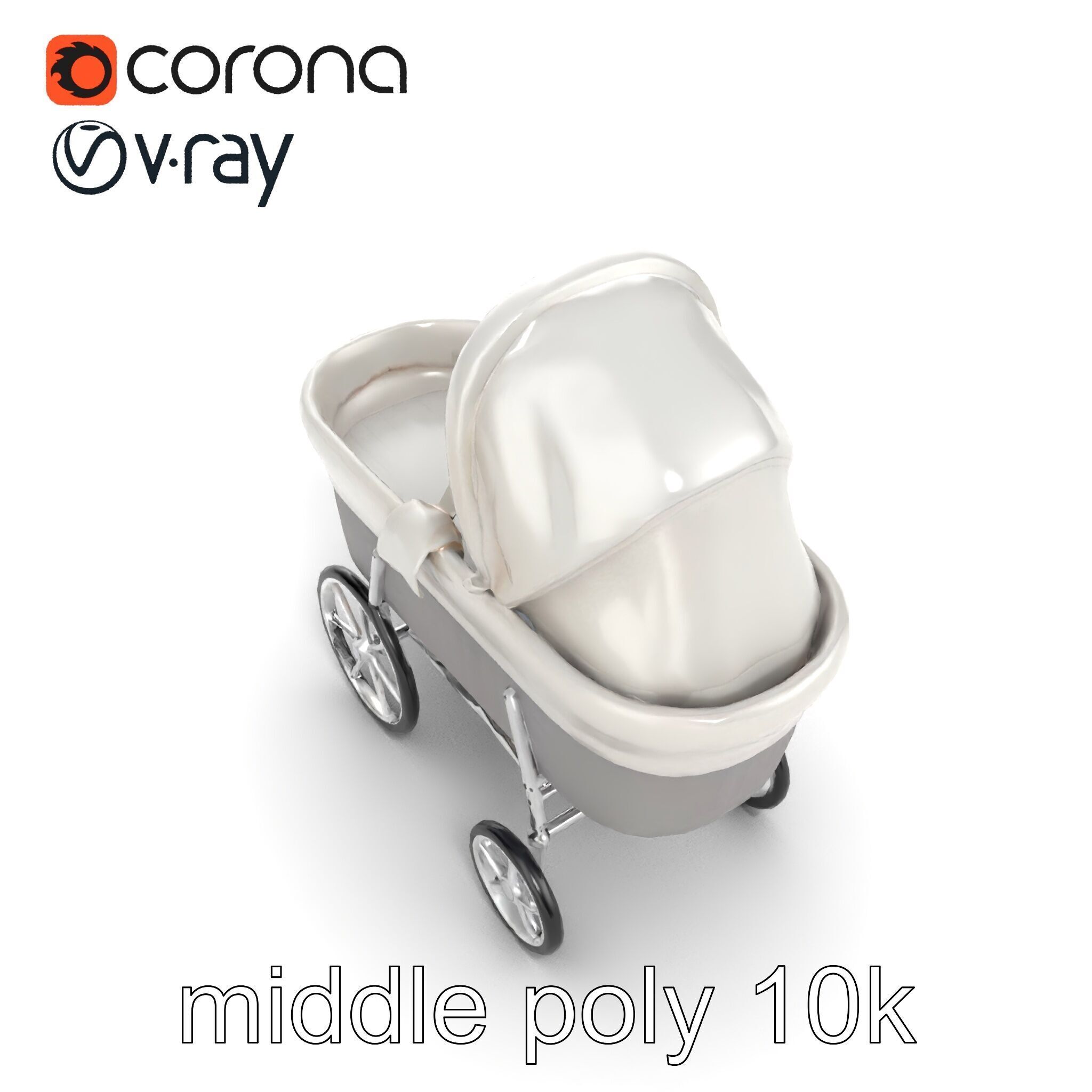 Baby Bassinet Stroller Cradle model pack Low-poly 3D model_13