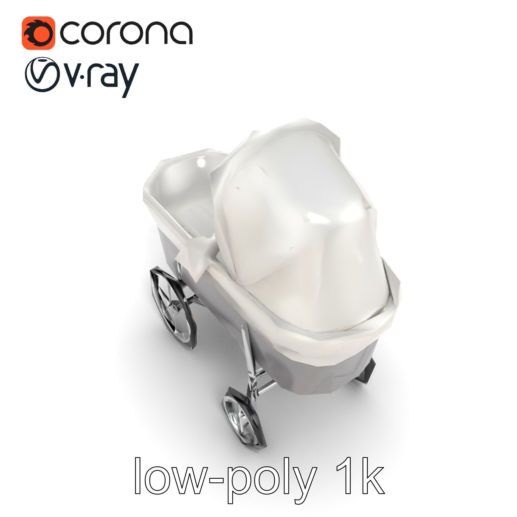 Baby Bassinet Stroller Cradle model pack Low-poly 3D model_15