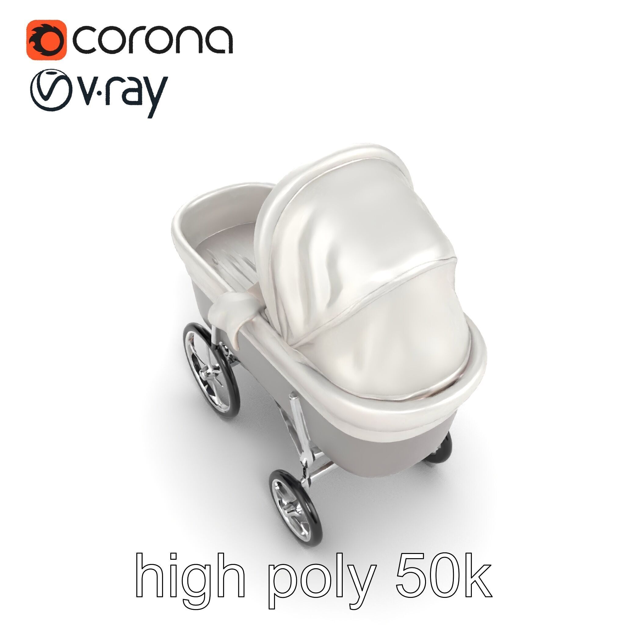 Baby Bassinet Stroller Cradle model pack Low-poly 3D model_18