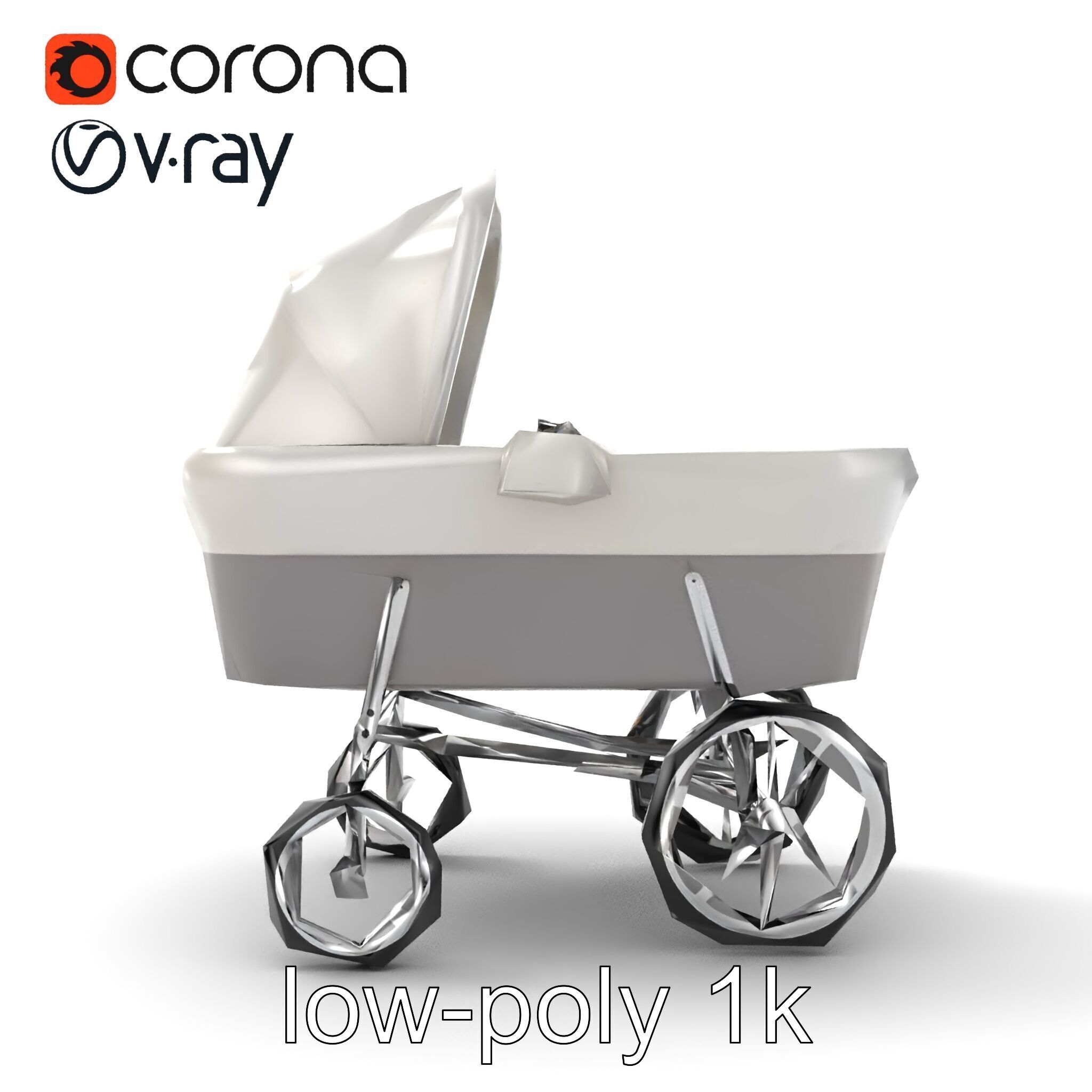 Baby Bassinet Stroller Cradle model pack Low-poly 3D model_23