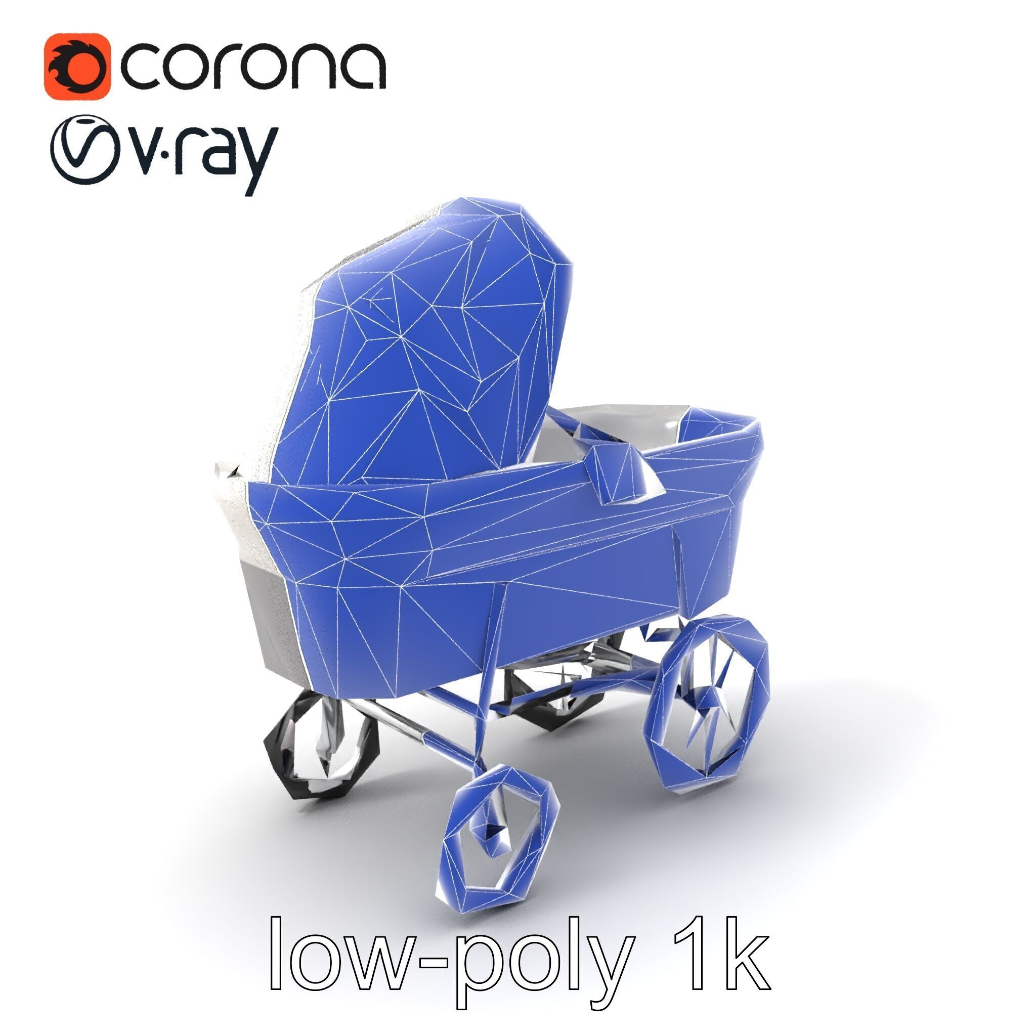 Baby Bassinet Stroller Cradle model pack Low-poly 3D model_7