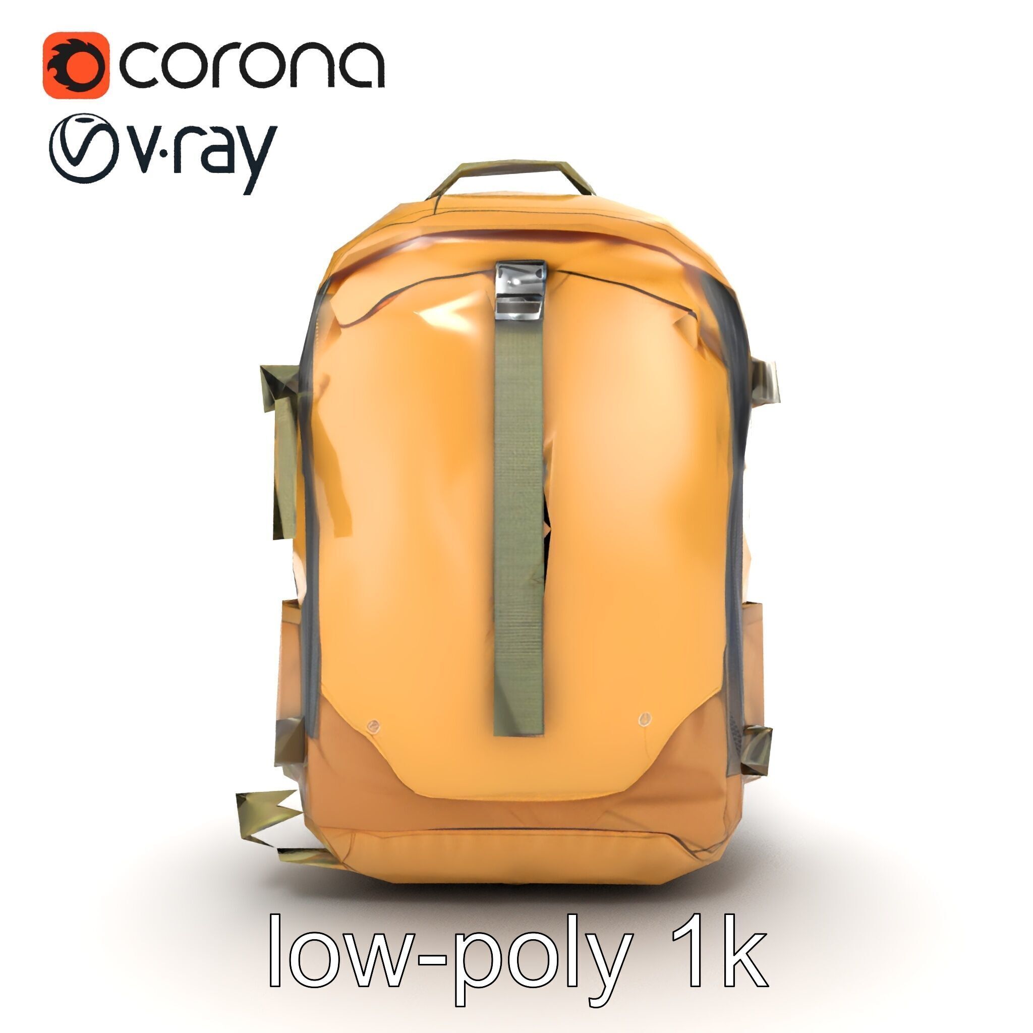 Compact Hiking Backpack Model Pack with Detachable Features Low-poly 3D model_17