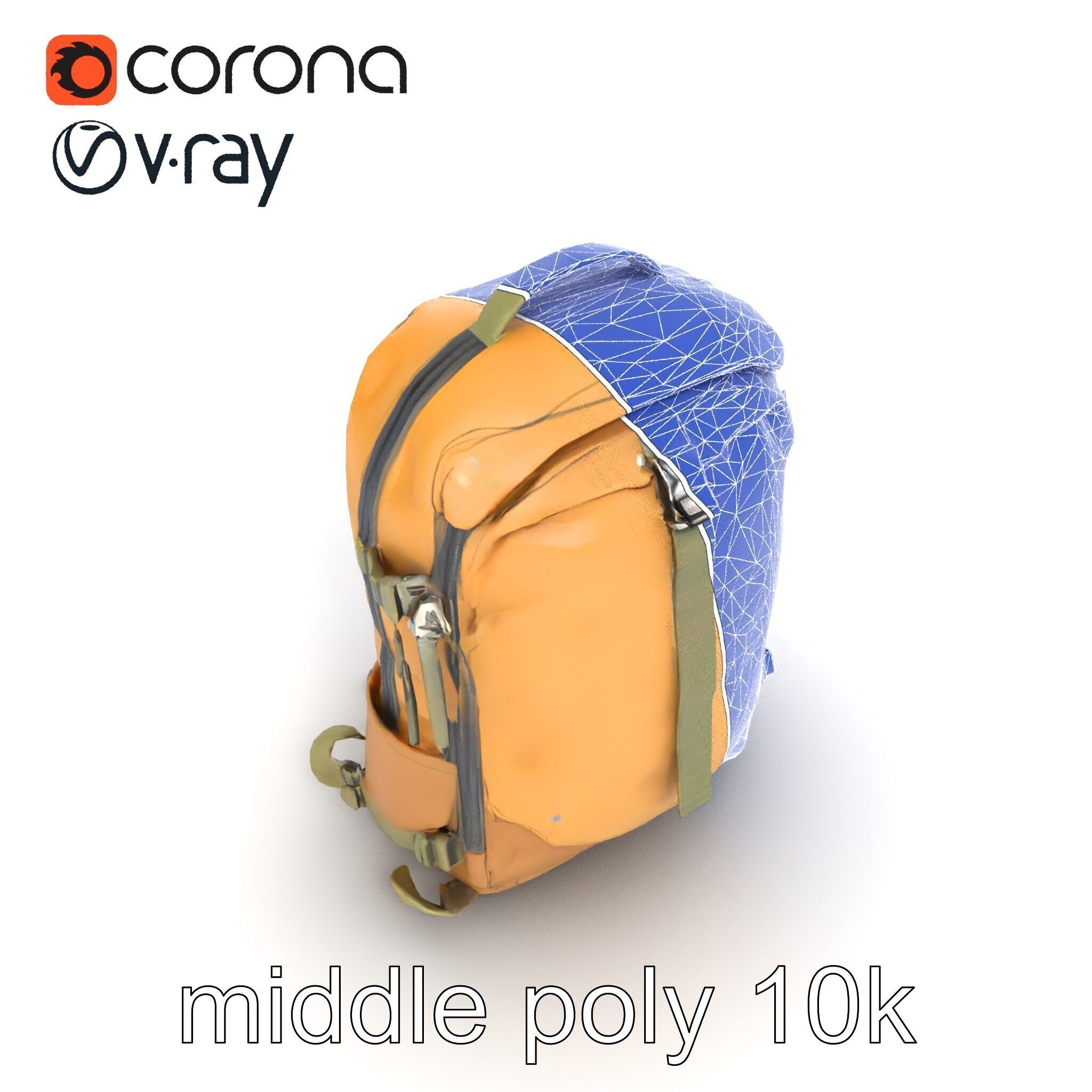 Compact Hiking Backpack Model Pack with Detachable Features Low-poly 3D model_24