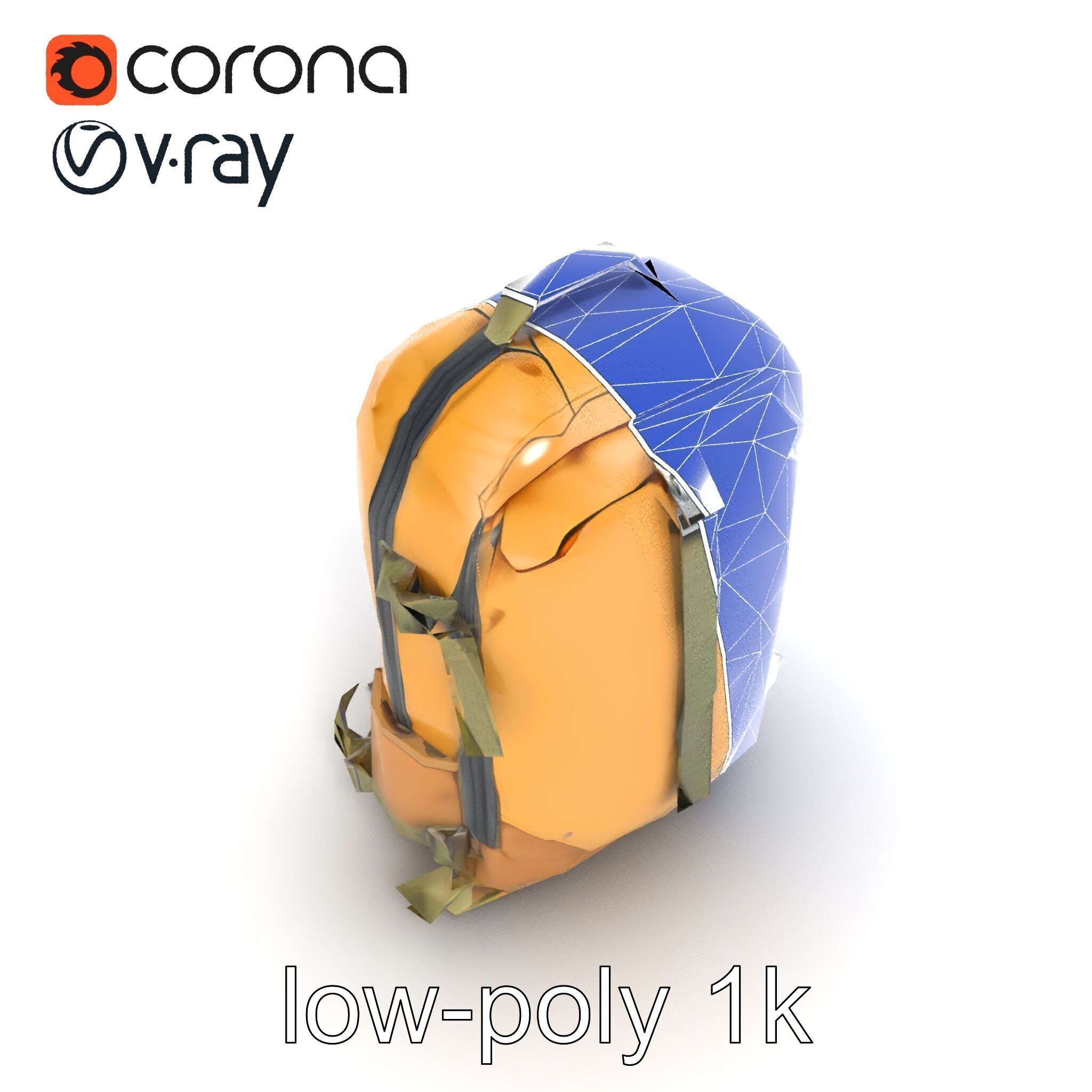 Compact Hiking Backpack Model Pack with Detachable Features Low-poly 3D model_26