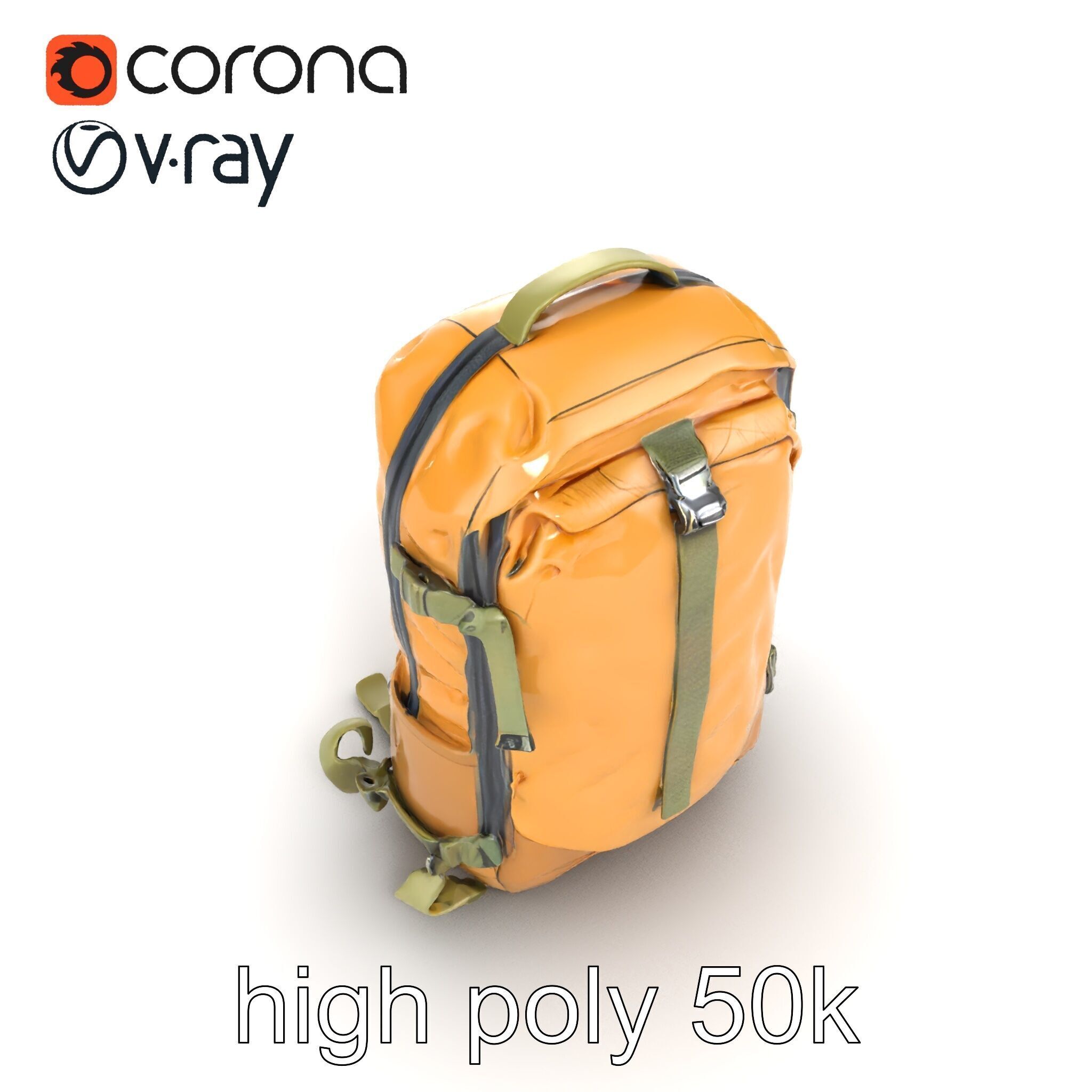 Compact Hiking Backpack Model Pack with Detachable Features Low-poly 3D model_16