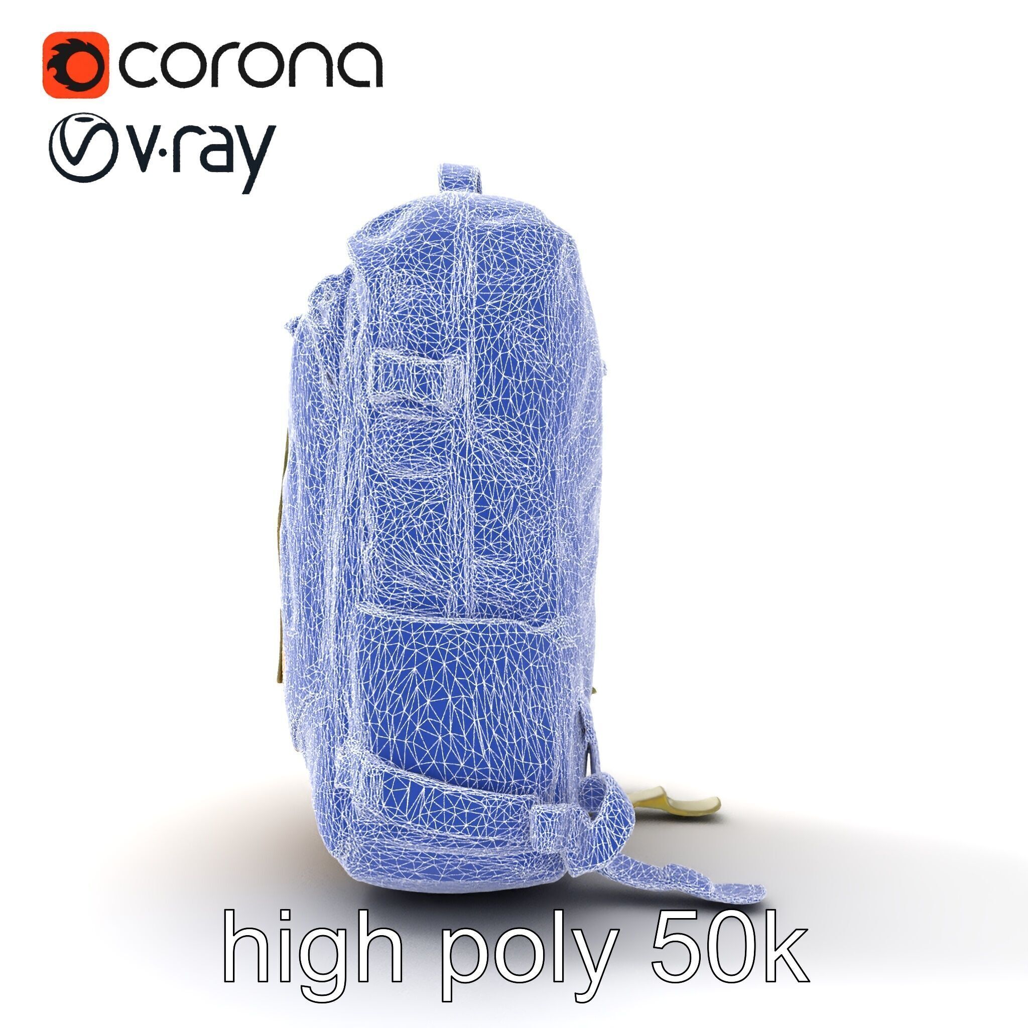 Compact Hiking Backpack Model Pack with Detachable Features Low-poly 3D model_19