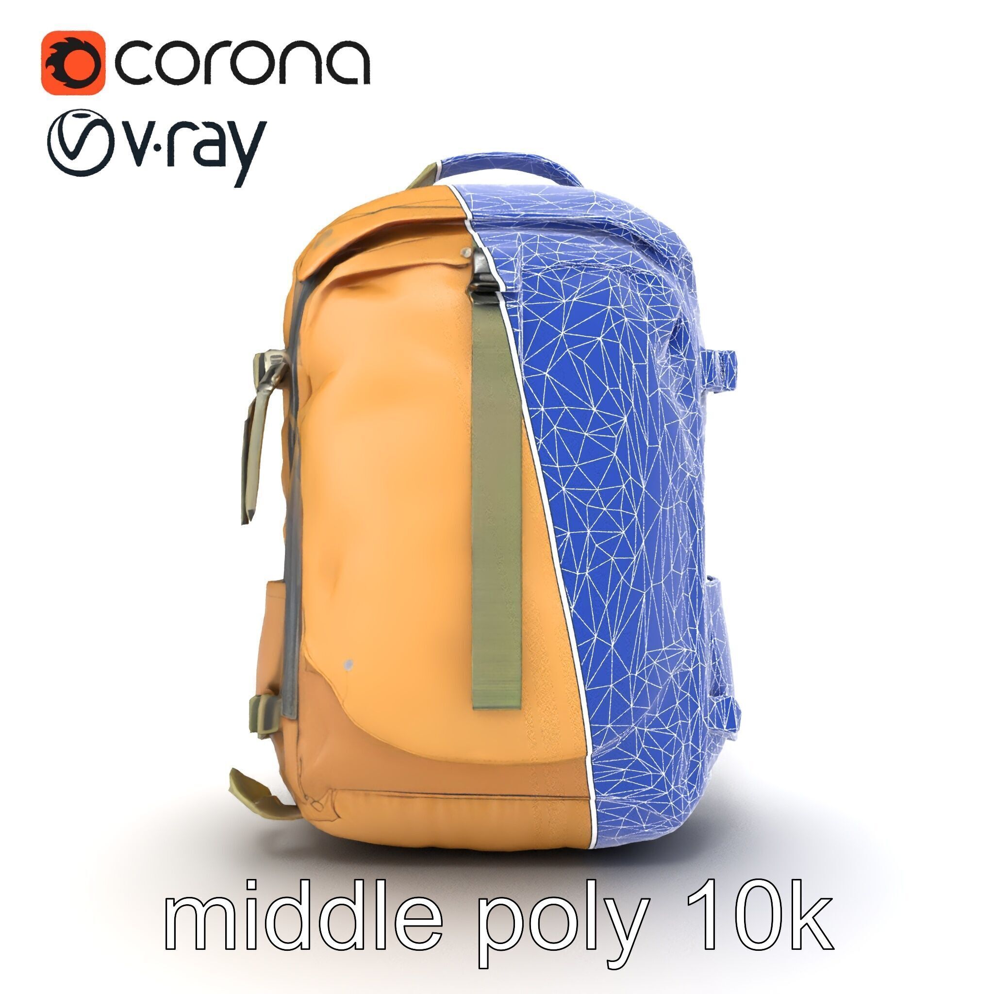 Compact Hiking Backpack Model Pack with Detachable Features Low-poly 3D model_27