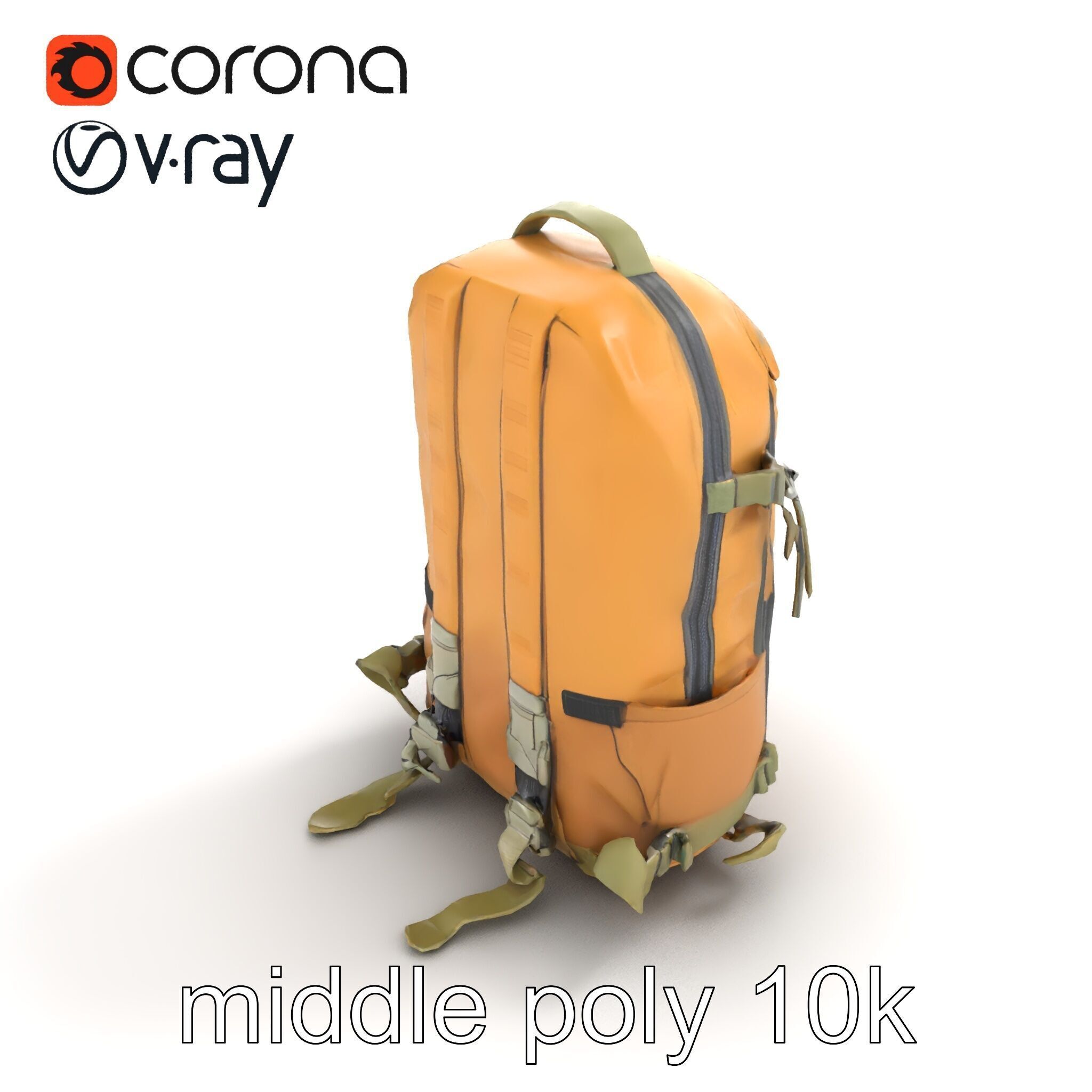 Compact Hiking Backpack Model Pack with Detachable Features Low-poly 3D model_7
