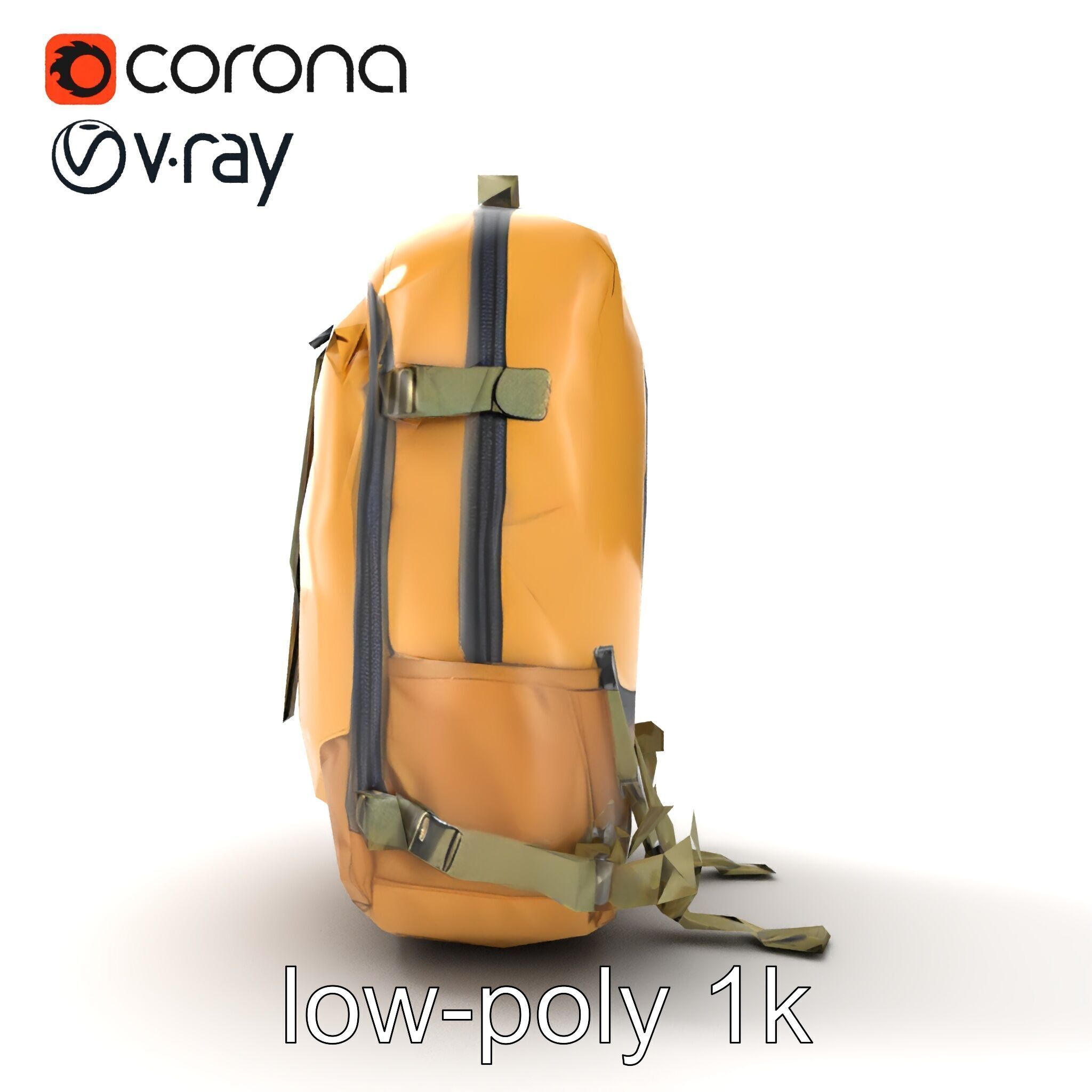 Compact Hiking Backpack Model Pack with Detachable Features Low-poly 3D model_18