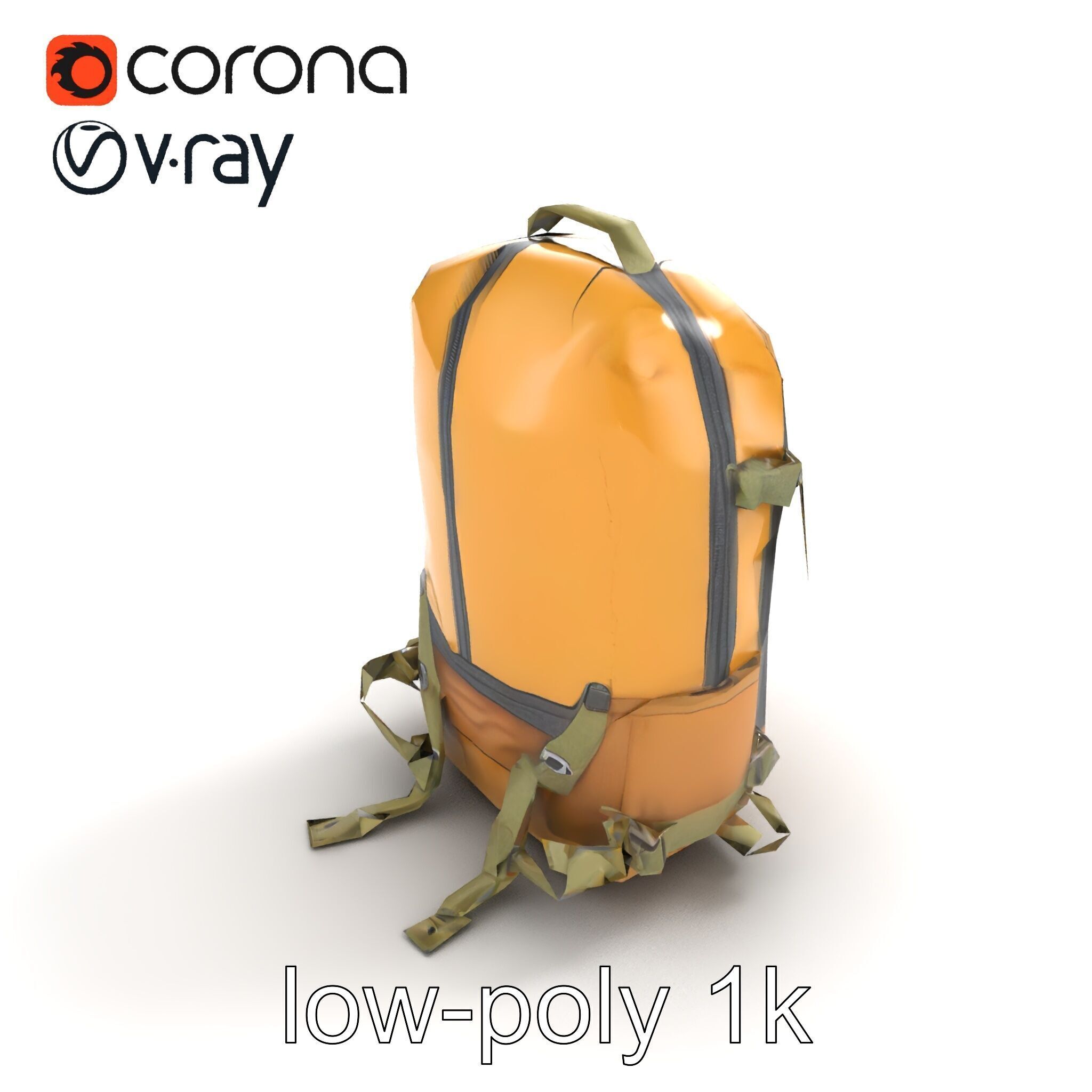 Compact Hiking Backpack Model Pack with Detachable Features Low-poly 3D model_8