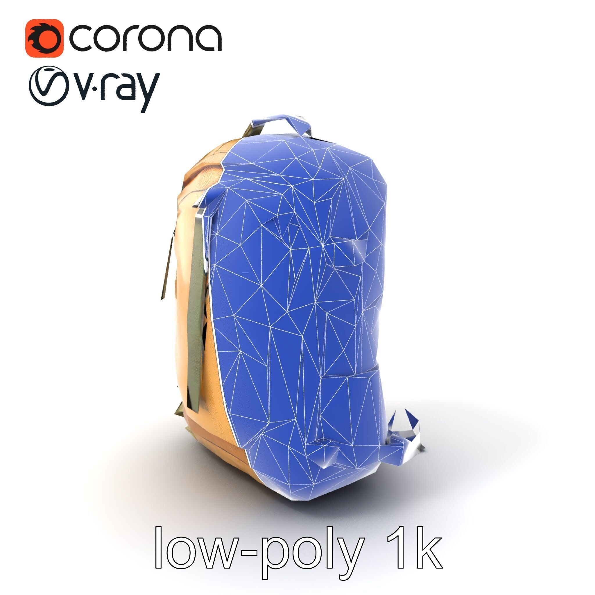 Compact Hiking Backpack Model Pack with Detachable Features Low-poly 3D model_6