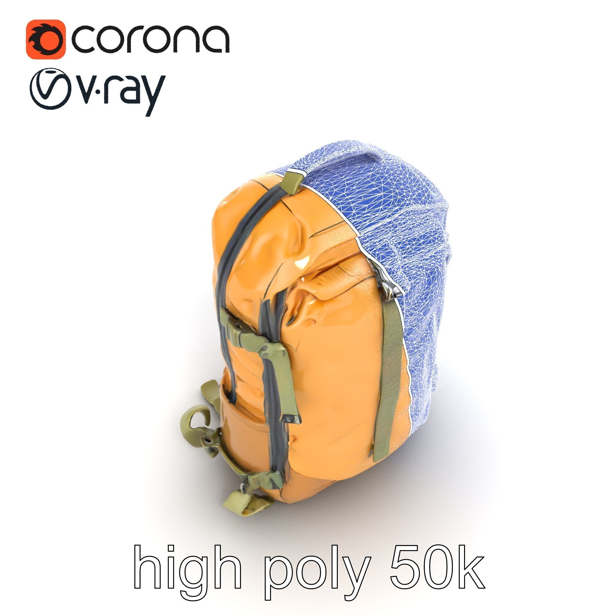 Compact Hiking Backpack Model Pack with Detachable Features Low-poly 3D model_23