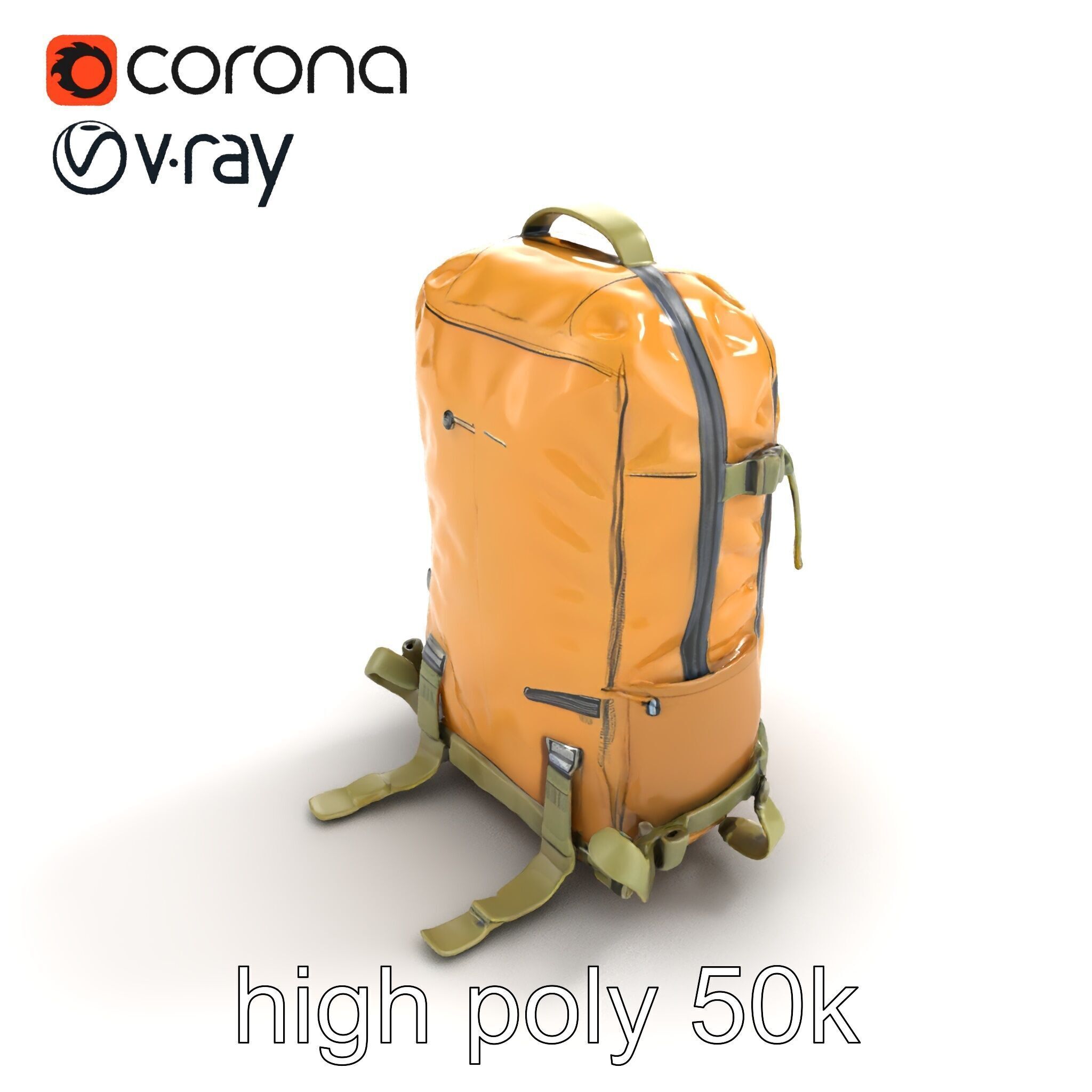 Compact Hiking Backpack Model Pack with Detachable Features Low-poly 3D model_9