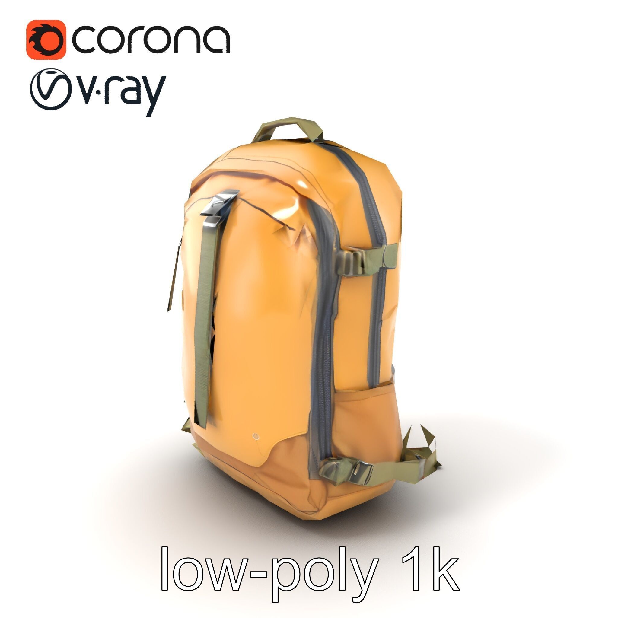 Compact Hiking Backpack Model Pack with Detachable Features Low-poly 3D model_4