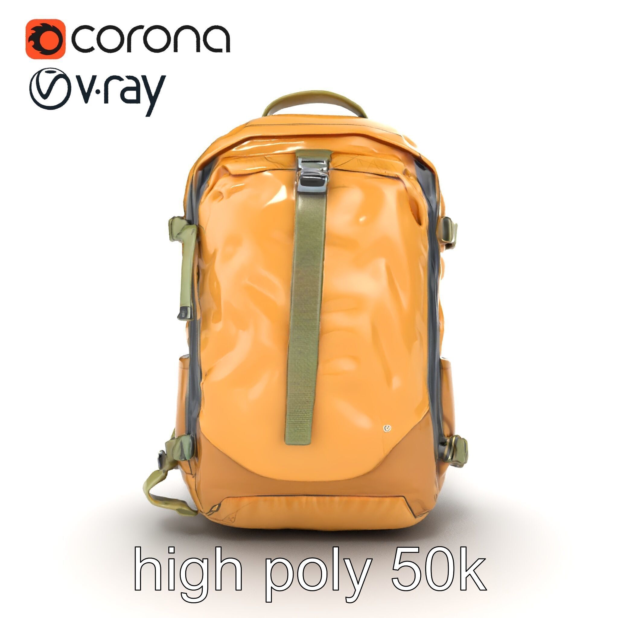 Compact Hiking Backpack Model Pack with Detachable Features Low-poly 3D model_13