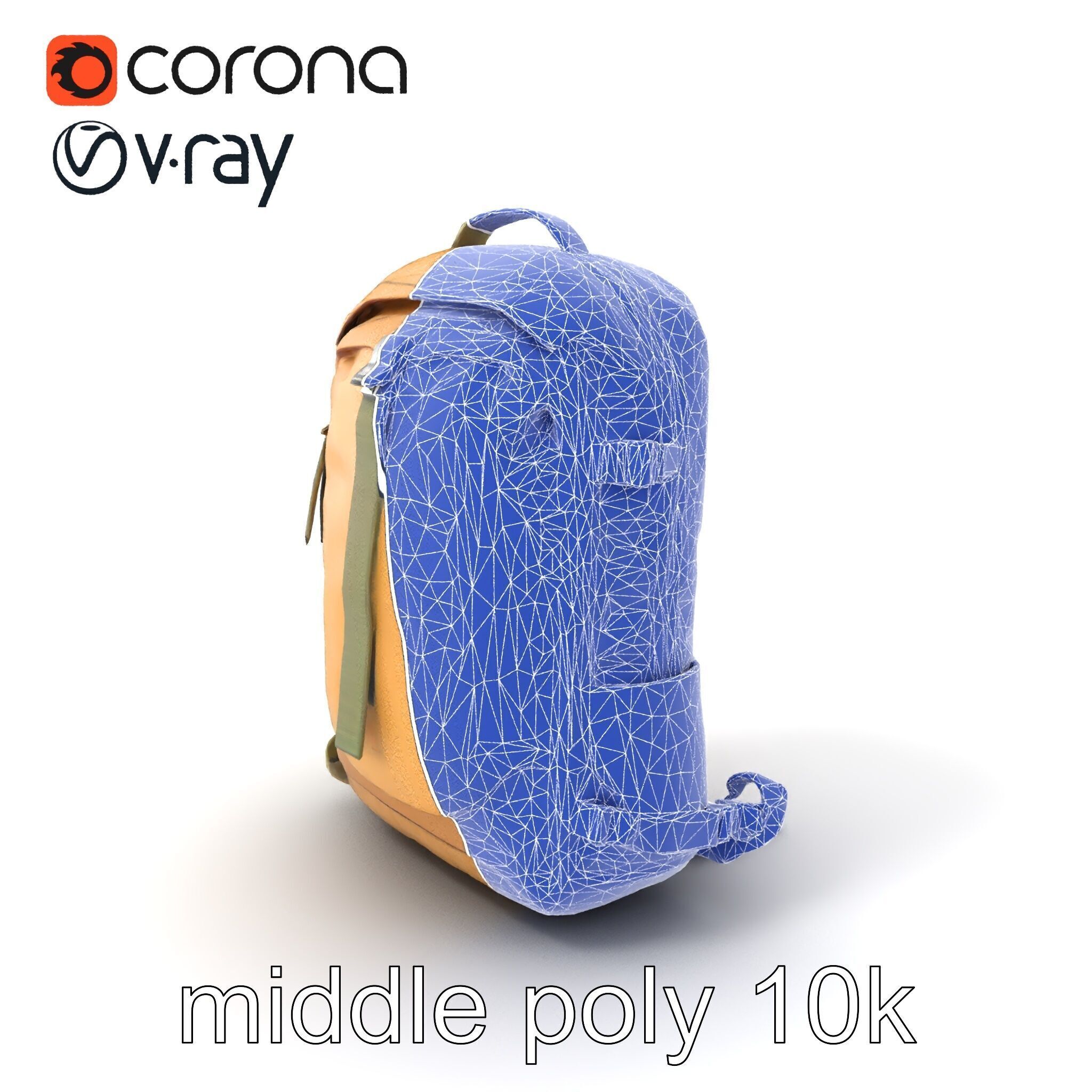Compact Hiking Backpack Model Pack with Detachable Features Low-poly 3D model_5