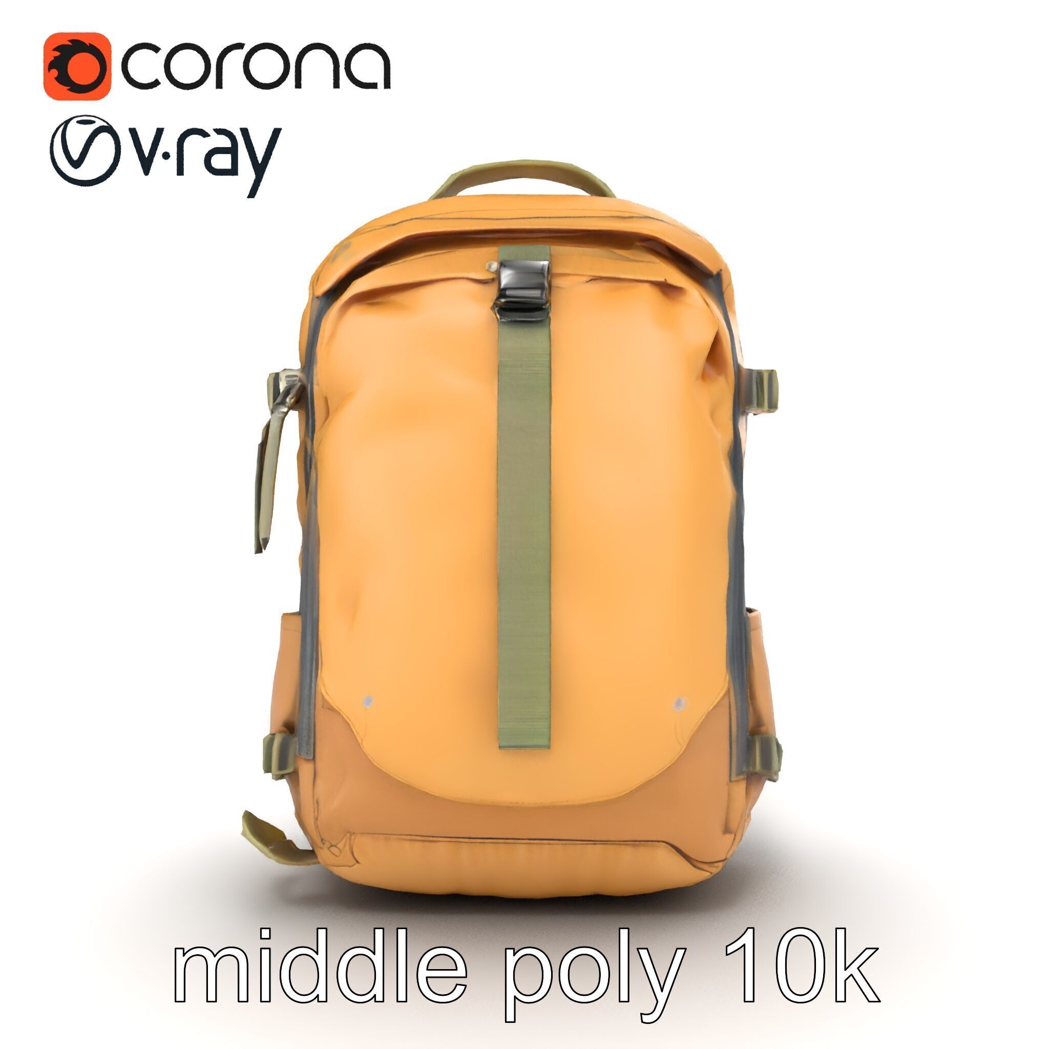 Compact Hiking Backpack Model Pack with Detachable Features Low-poly 3D model_11
