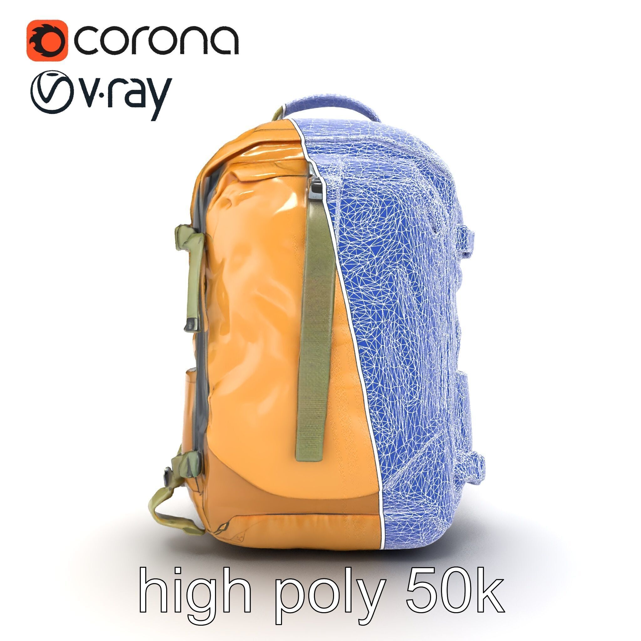Compact Hiking Backpack Model Pack with Detachable Features Low-poly 3D model_28