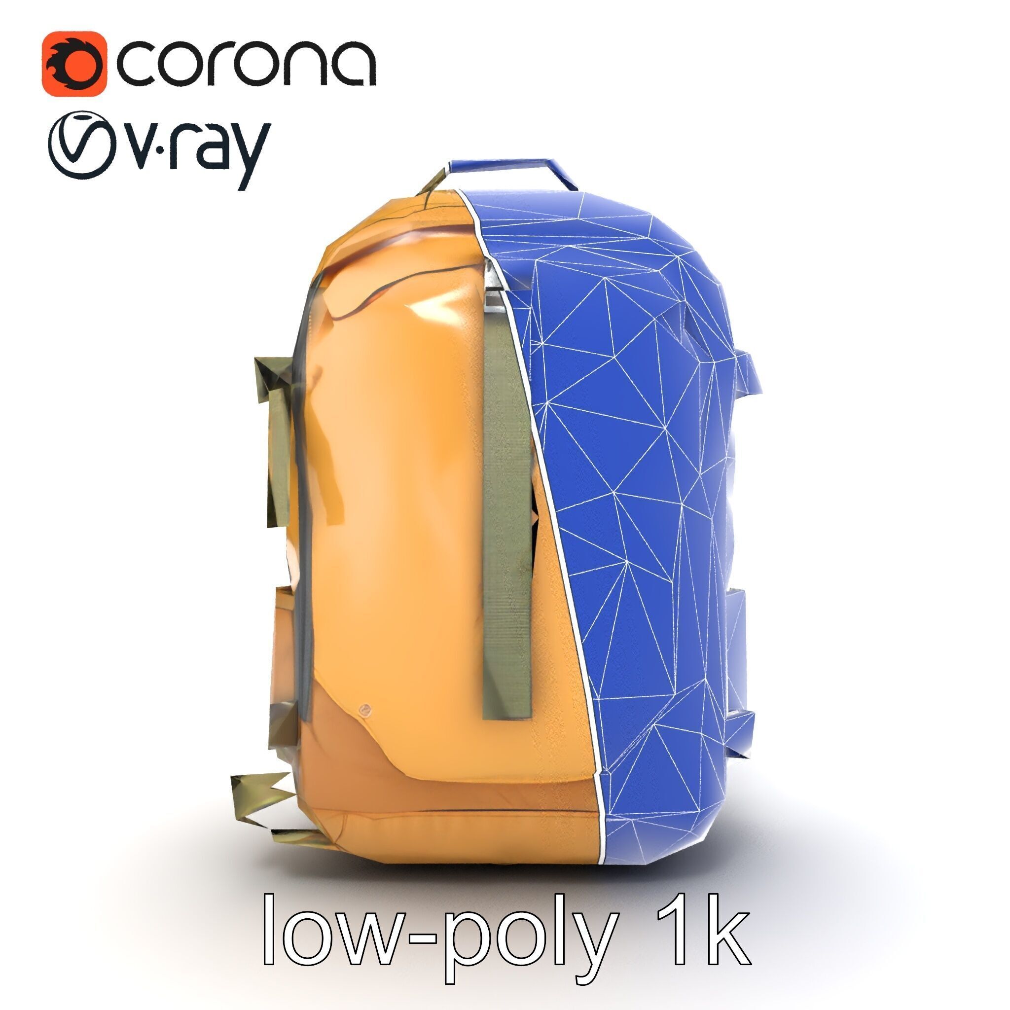 Compact Hiking Backpack Model Pack with Detachable Features Low-poly 3D model_29