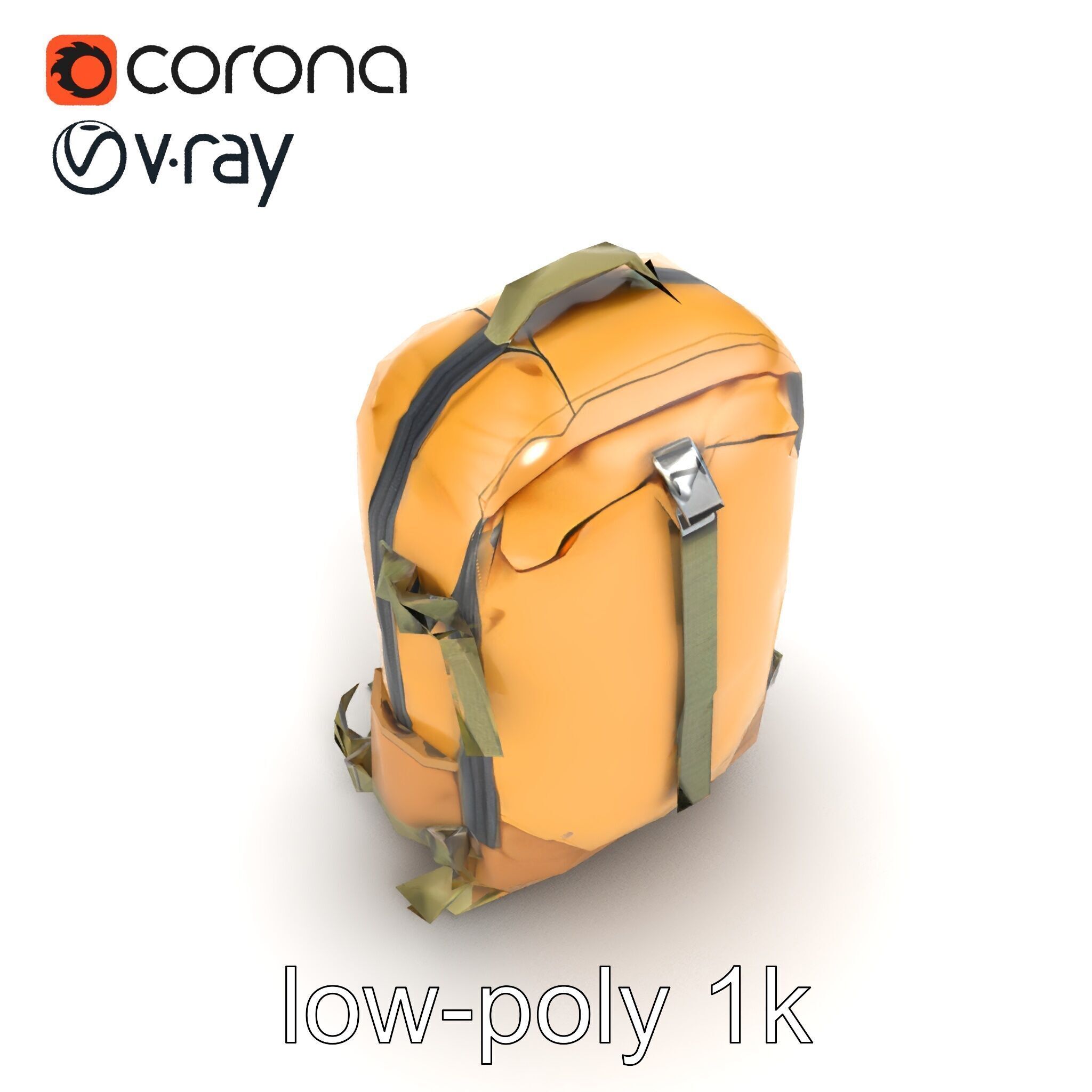 Compact Hiking Backpack Model Pack with Detachable Features Low-poly 3D model_12