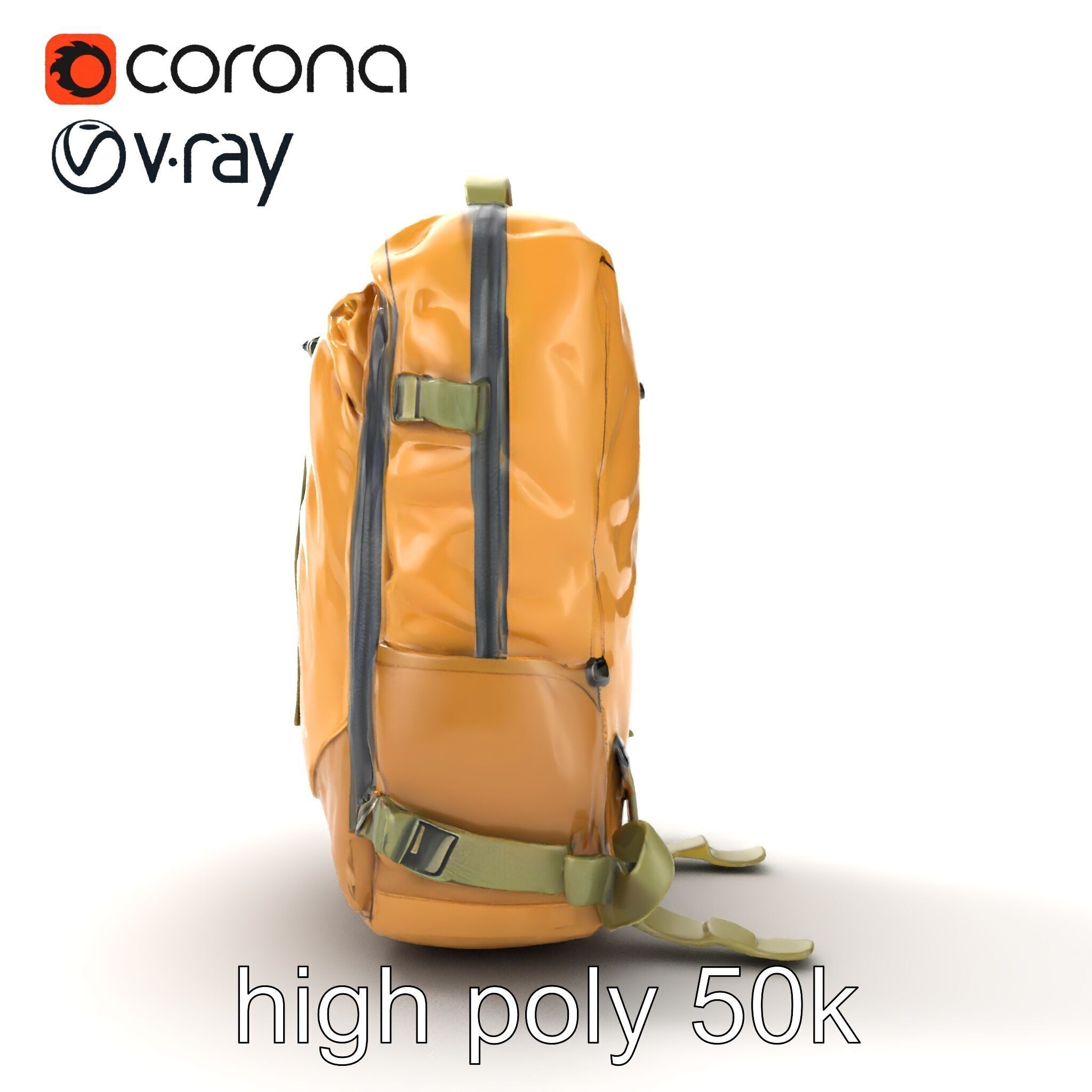 Compact Hiking Backpack Model Pack with Detachable Features Low-poly 3D model_21