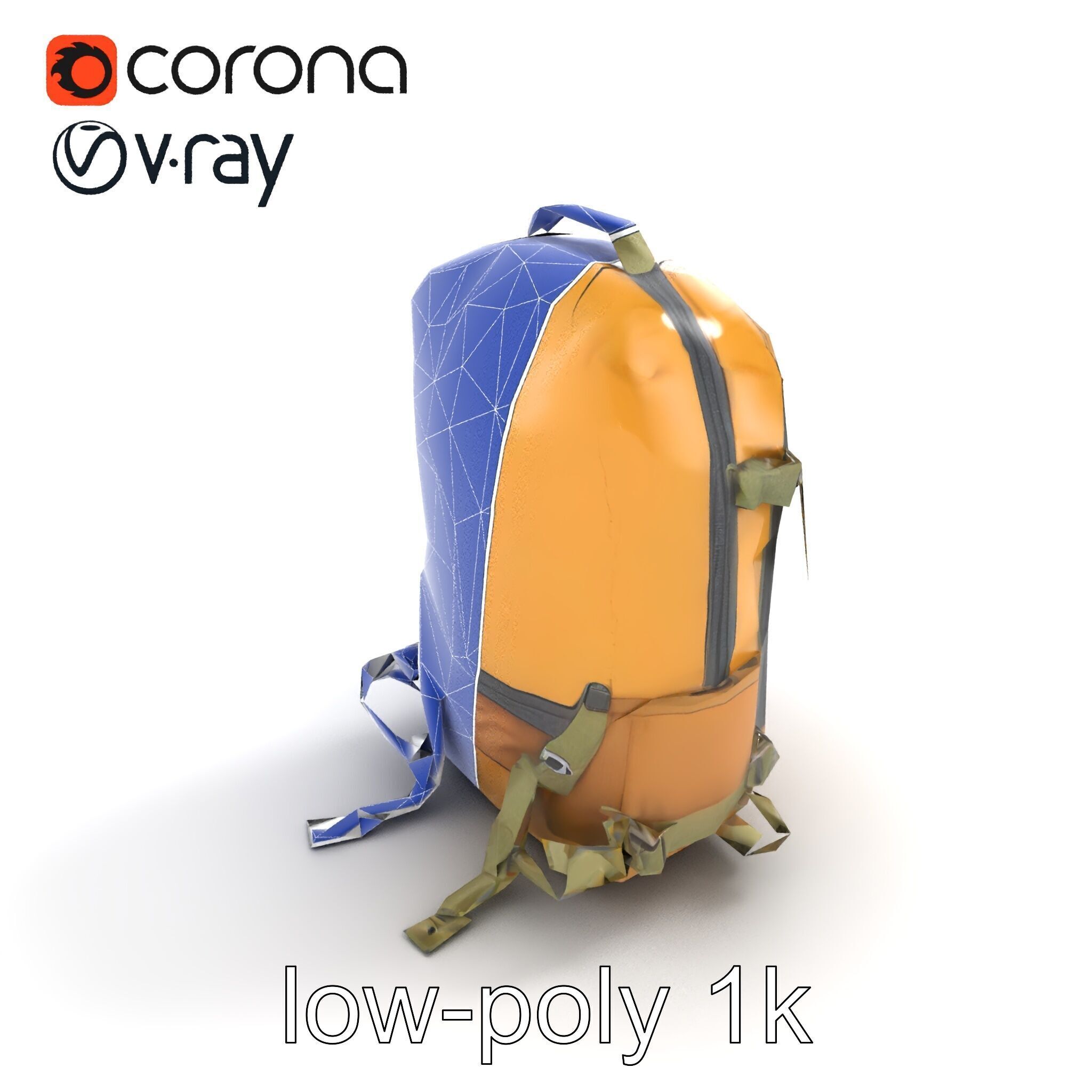 Compact Hiking Backpack Model Pack with Detachable Features Low-poly 3D model_15
