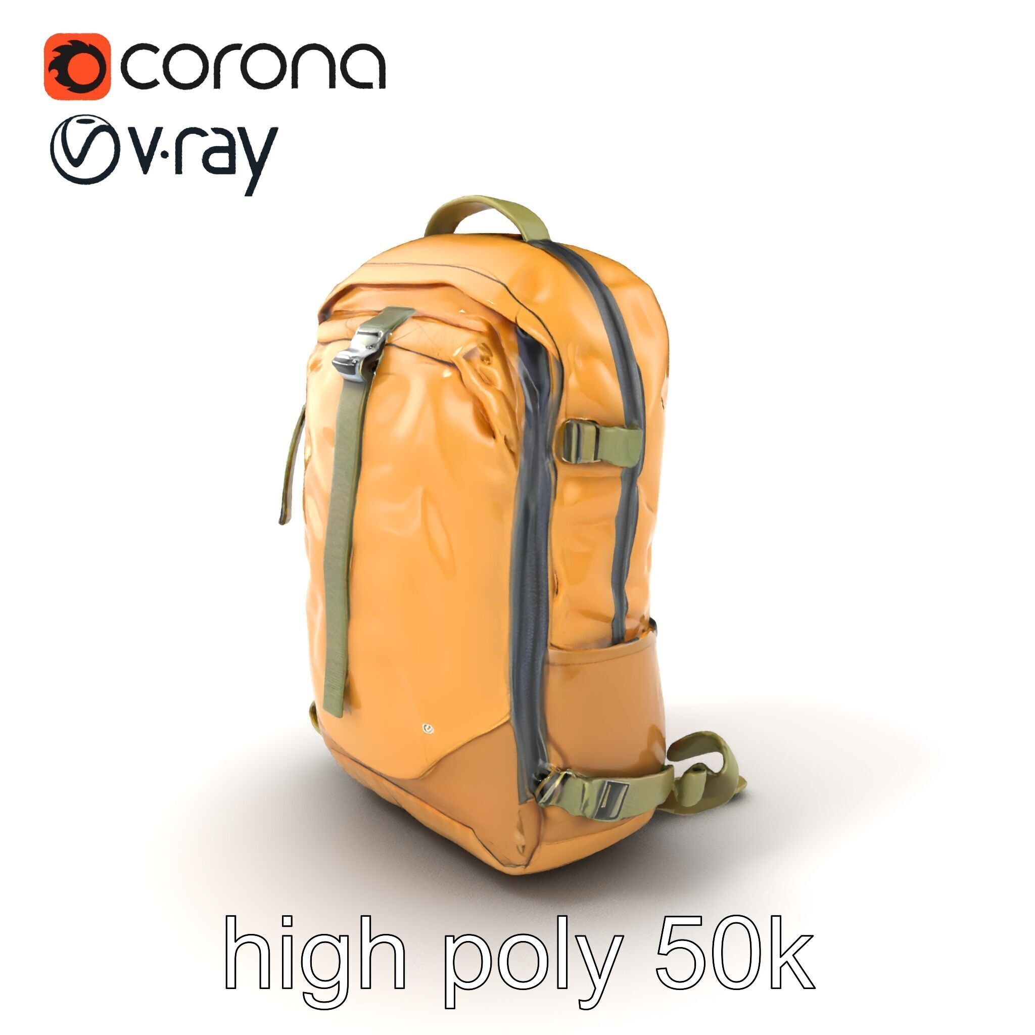 Compact Hiking Backpack Model Pack with Detachable Features Low-poly 3D model_2