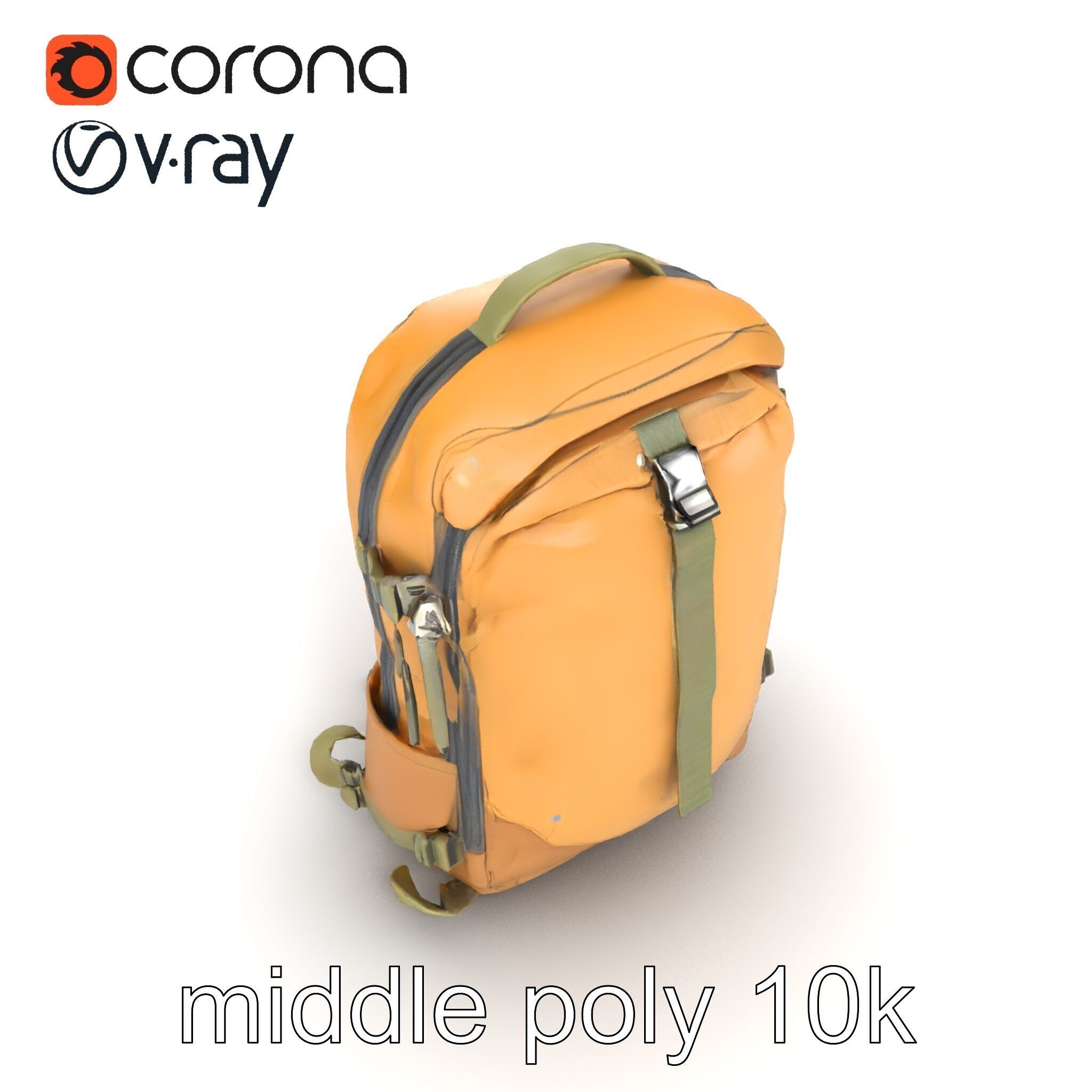 Compact Hiking Backpack Model Pack with Detachable Features Low-poly 3D model_14