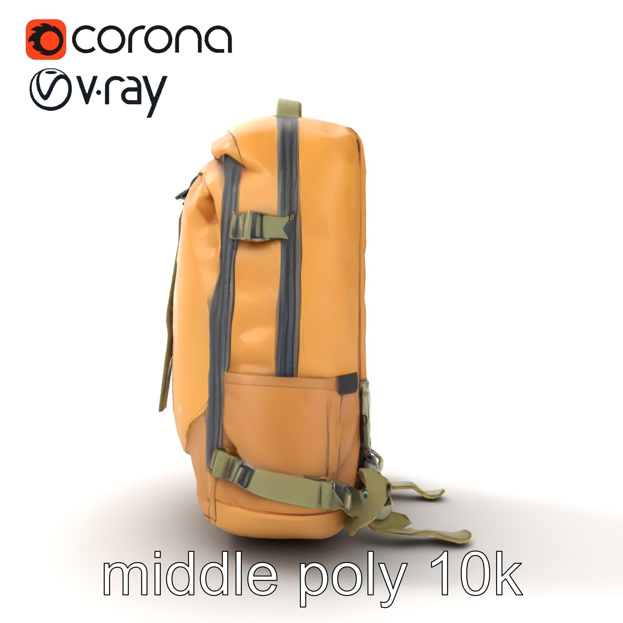 Compact Hiking Backpack Model Pack with Detachable Features Low-poly 3D model_25