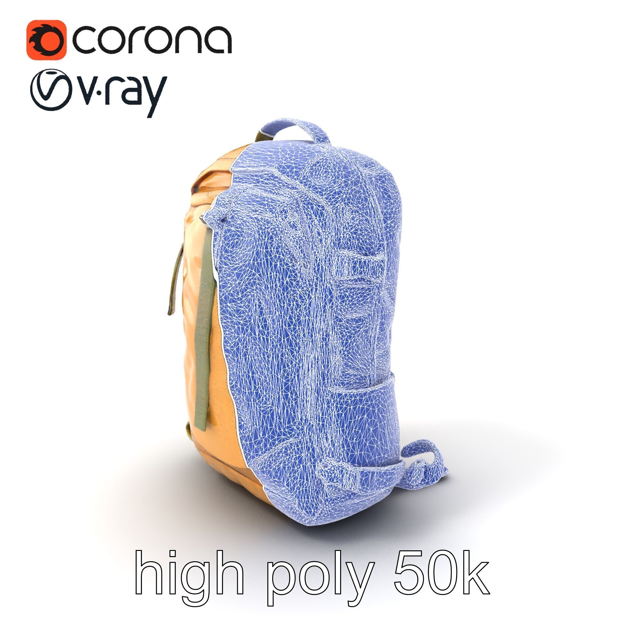 Compact Hiking Backpack Model Pack with Detachable Features Low-poly 3D model_1