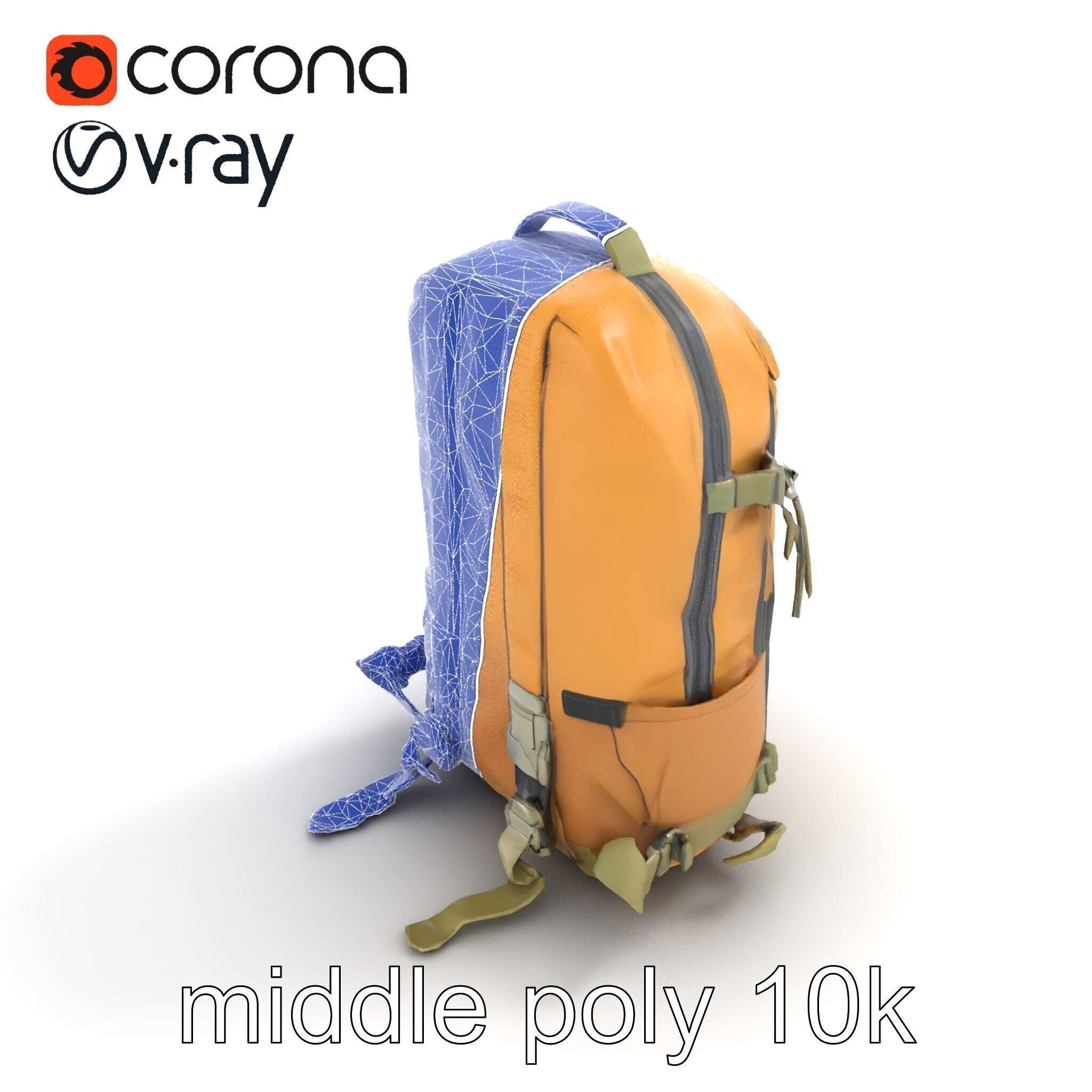 Compact Hiking Backpack Model Pack with Detachable Features Low-poly 3D model_10