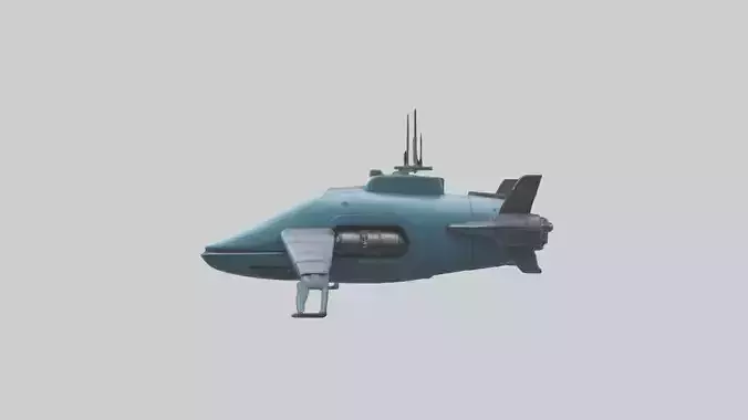 Robot version of a submarine model Low-poly 3D model
