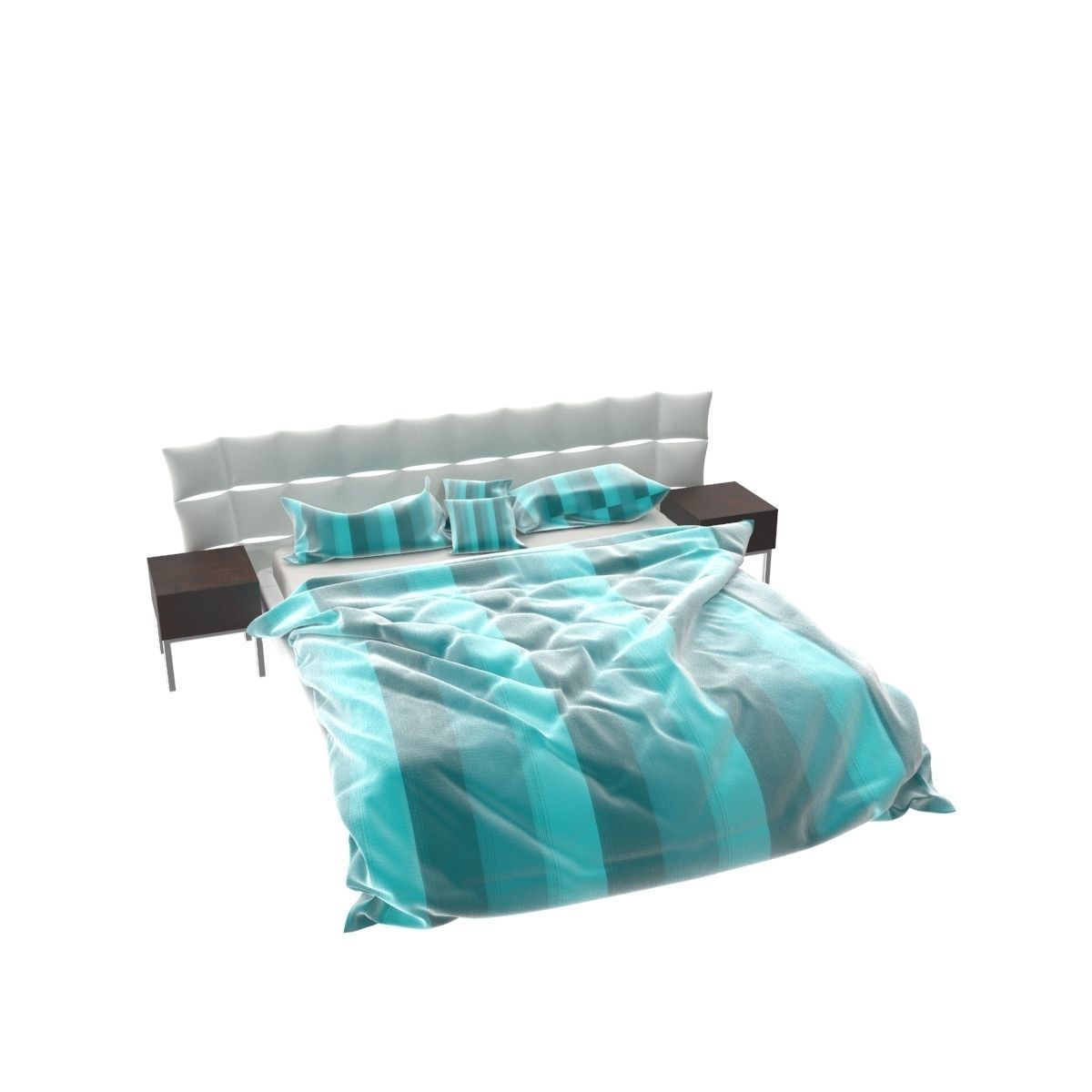 Bed c with stripes 3D model_2