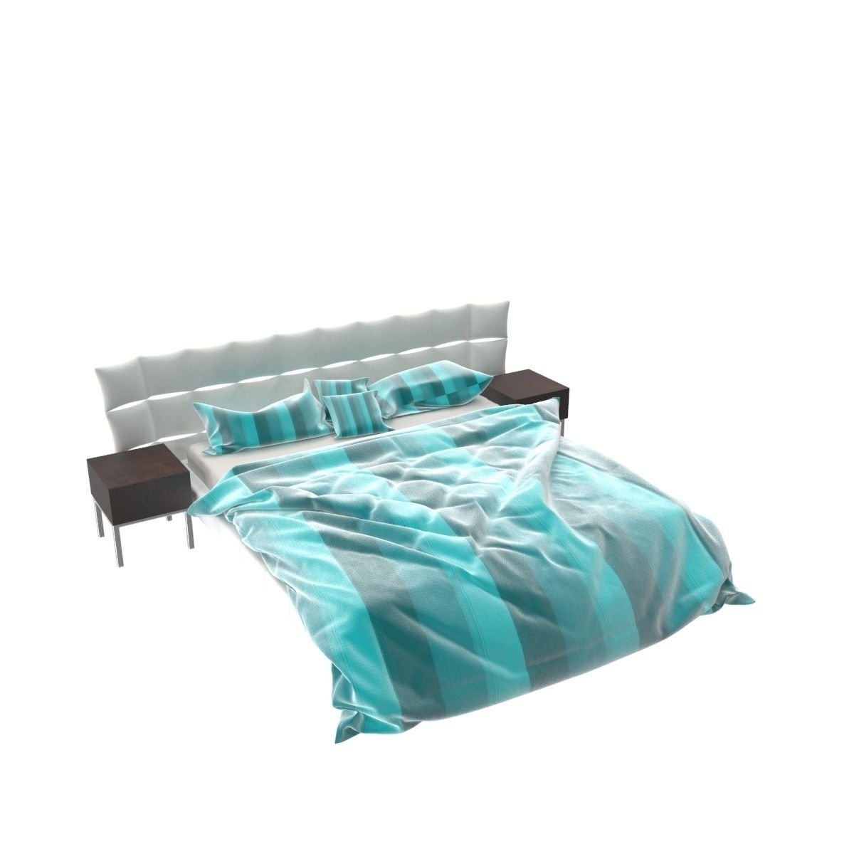Bed c with stripes 3D model_4