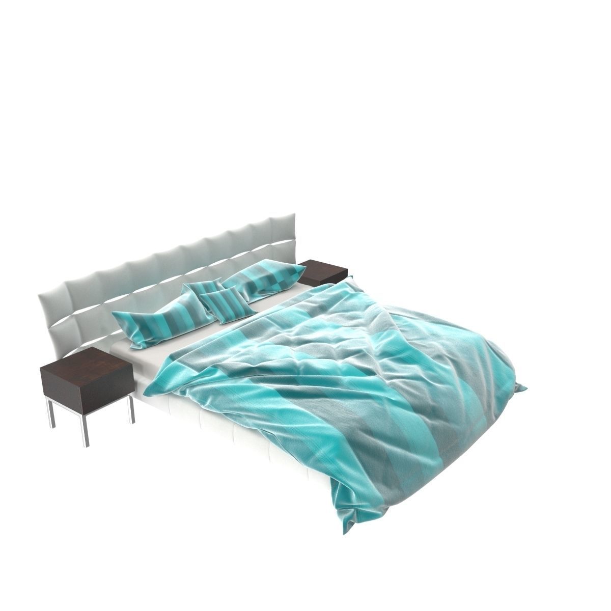 Bed c with stripes 3D model_7